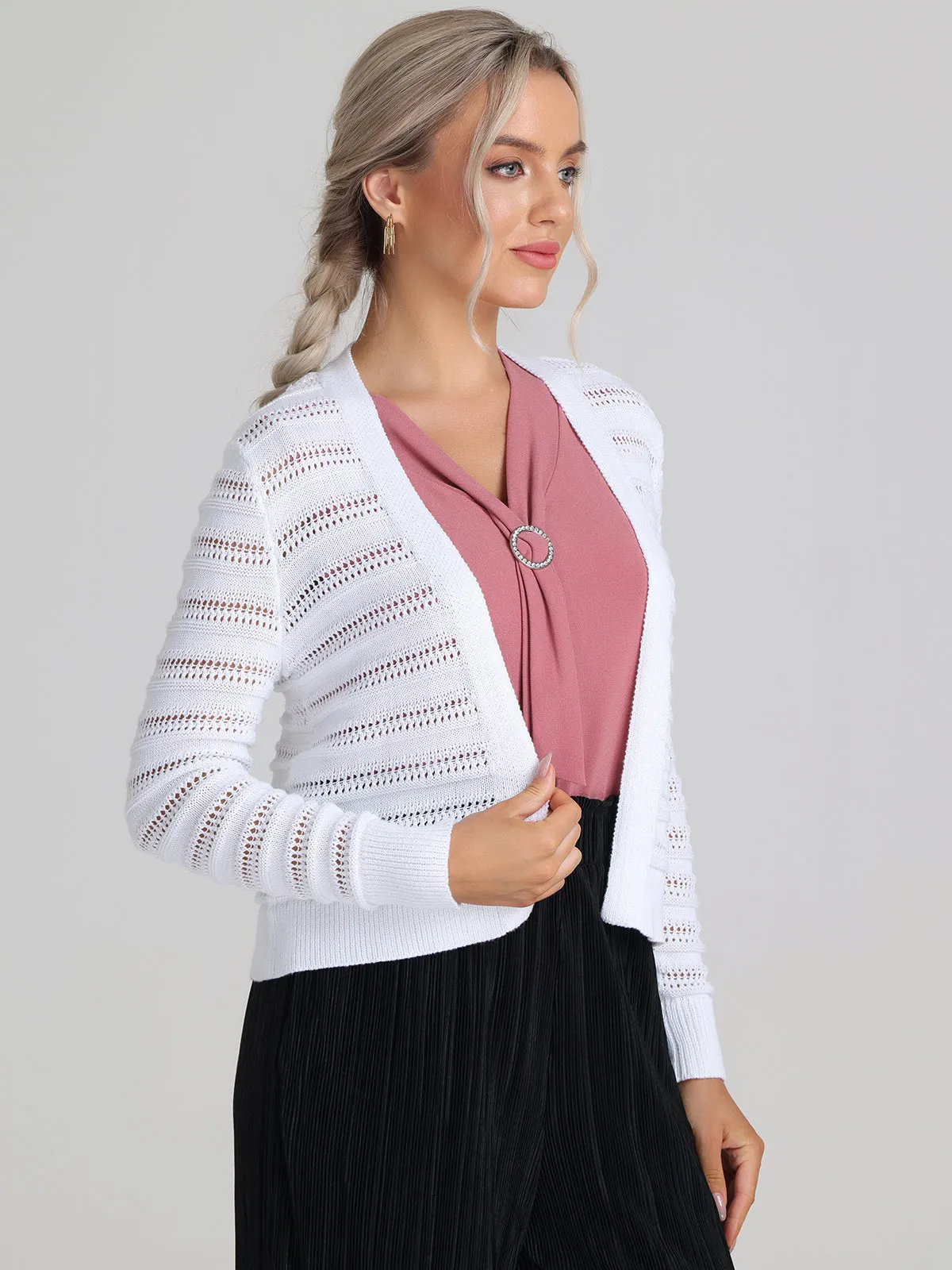 Pointelle Open Front Cardigan sold by 89th & Madison product image thumbnail 3