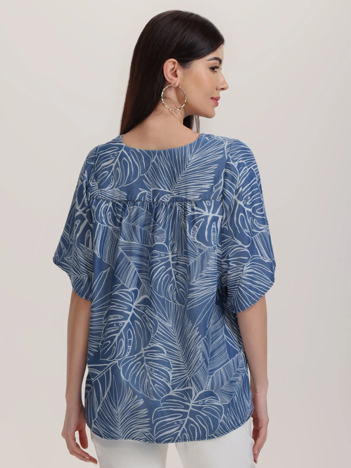 Button Front Leaf Print Blouse sold by 89th & Madison product image thumbnail 2