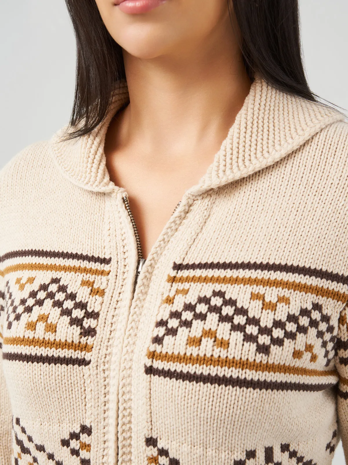 Jacquard Turn-Down Collar Zipper Cardigan sold by 89th & Madison product image thumbnail 5