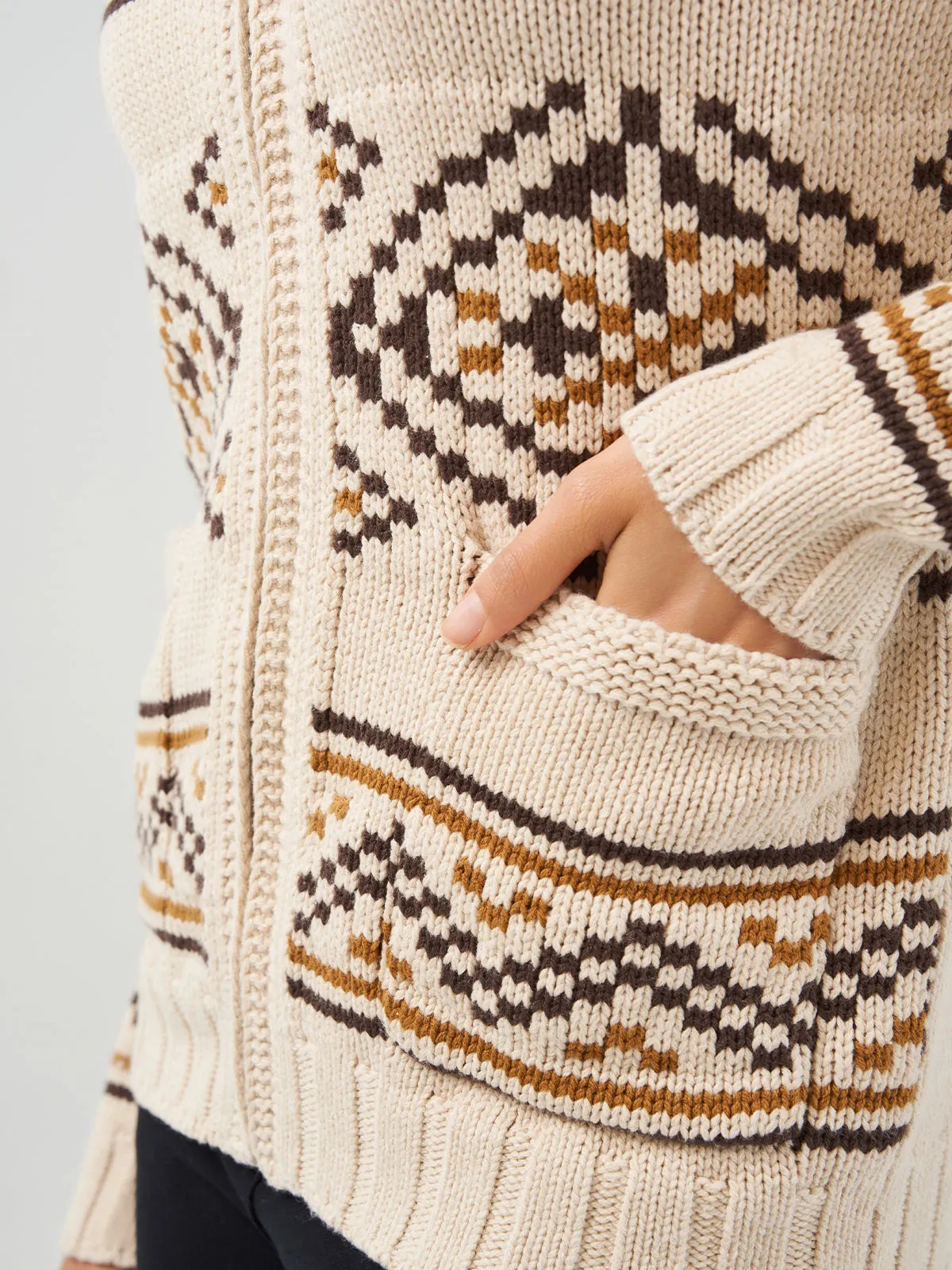 Jacquard Turn-Down Collar Zipper Cardigan sold by 89th & Madison product image thumbnail 4