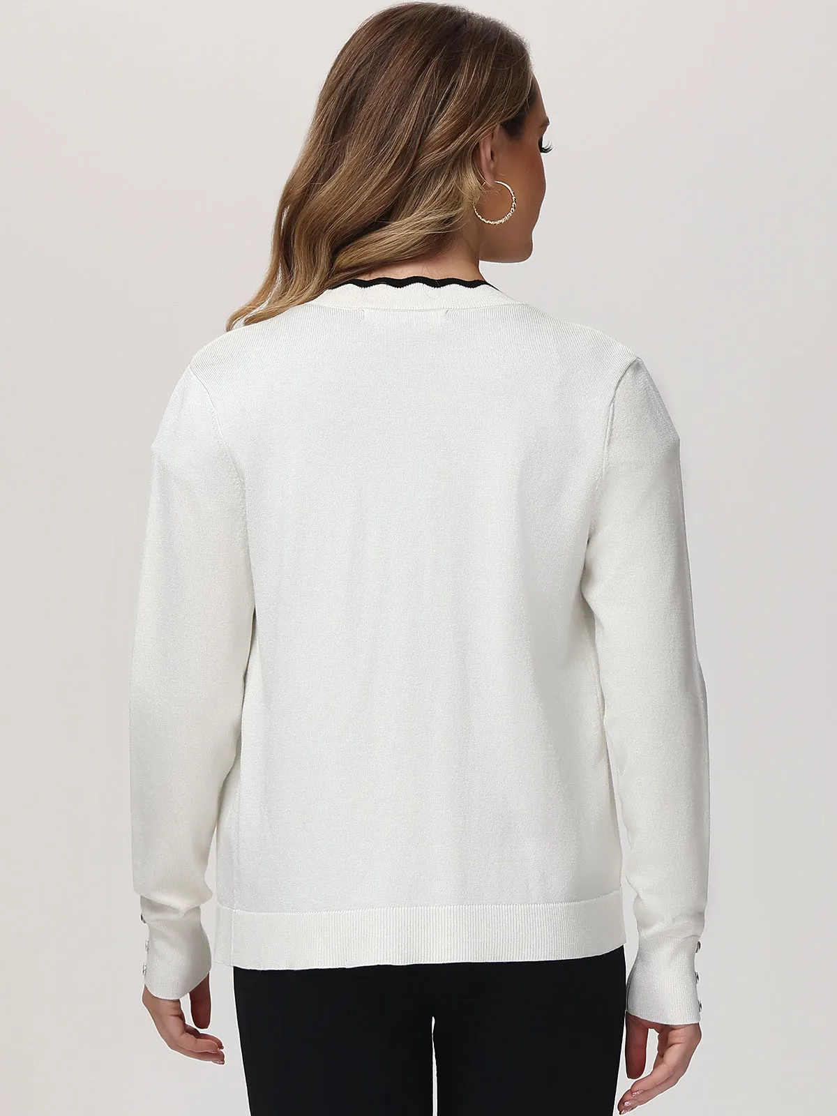 Tipped Scallop Trim Cardigan sold by 89th & Madison product image thumbnail 2