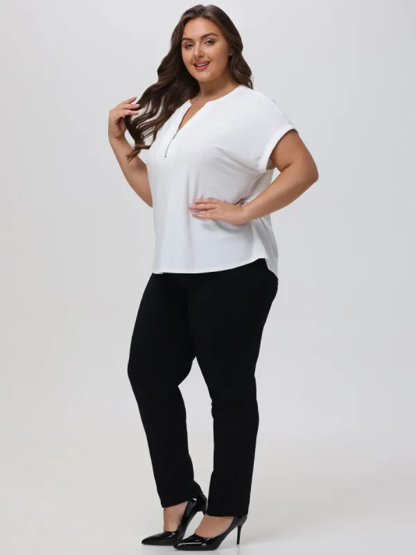 Plus Millennium Stretch Five Pocket Straight Leg Little Black Pants sold by 89th & Madison