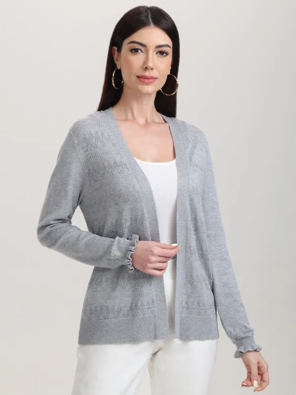 Pointelle Ruffle Cuff Open Cardigan sold by 89th & Madison