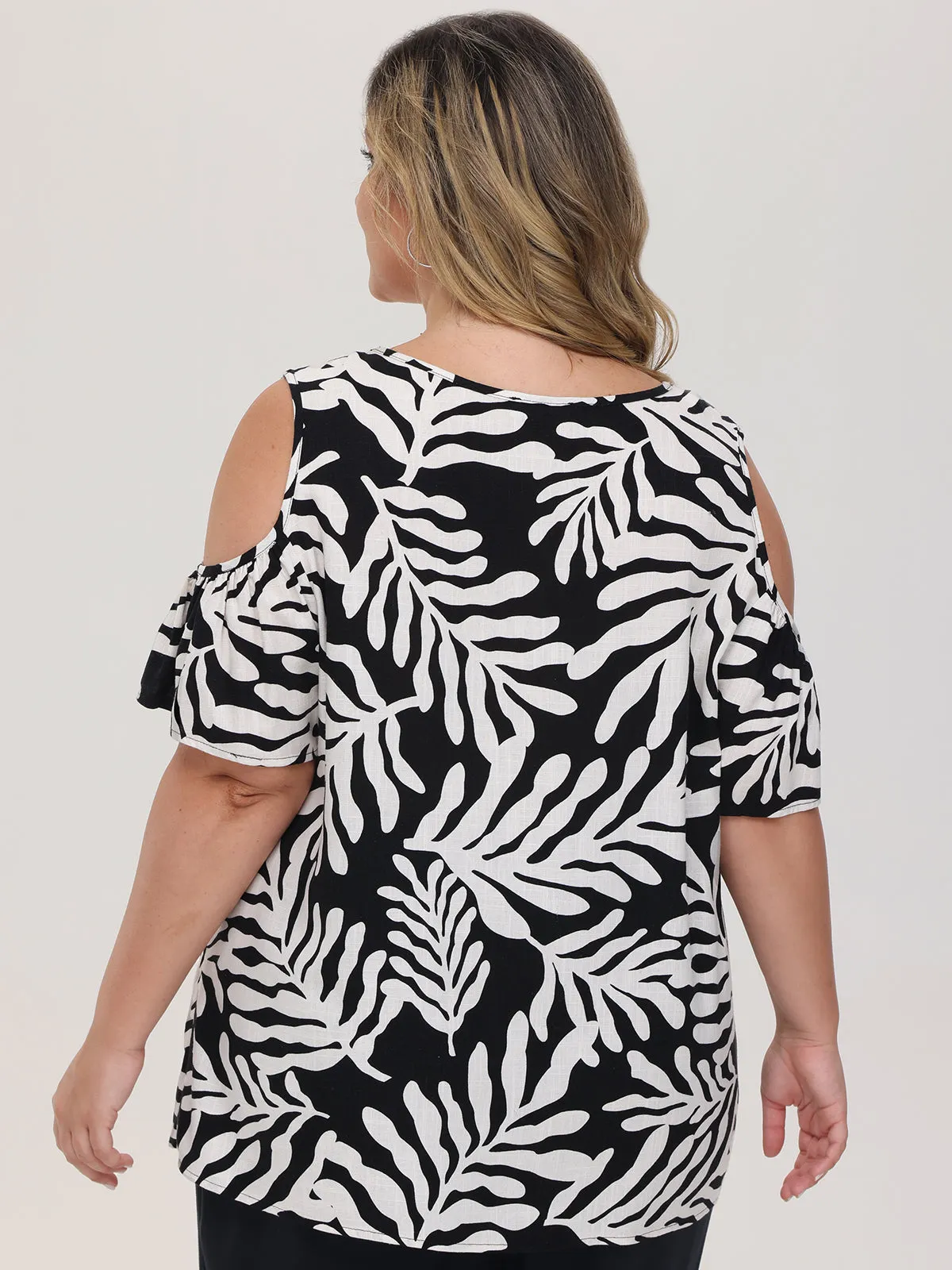 Plus Floral Cold Shoulder Blouse sold by 89th & Madison product image thumbnail 3