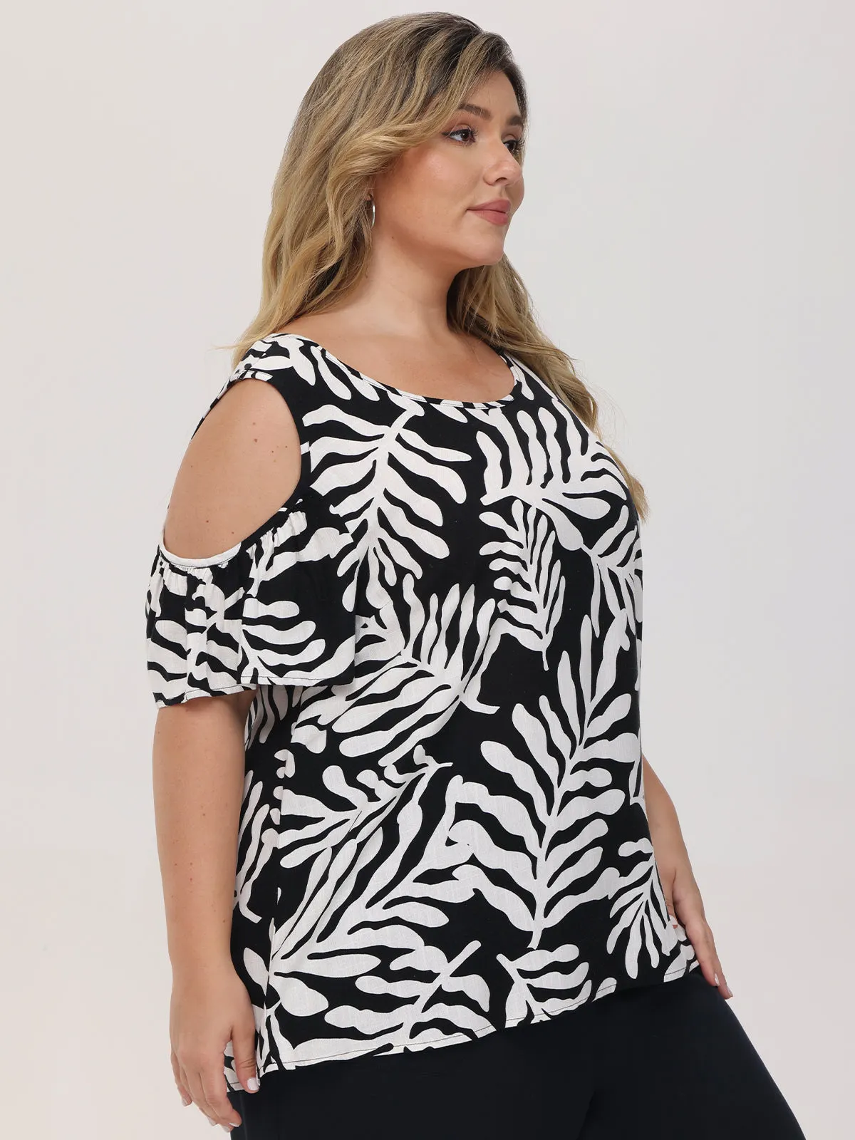 Plus Floral Cold Shoulder Blouse sold by 89th & Madison product image thumbnail 2