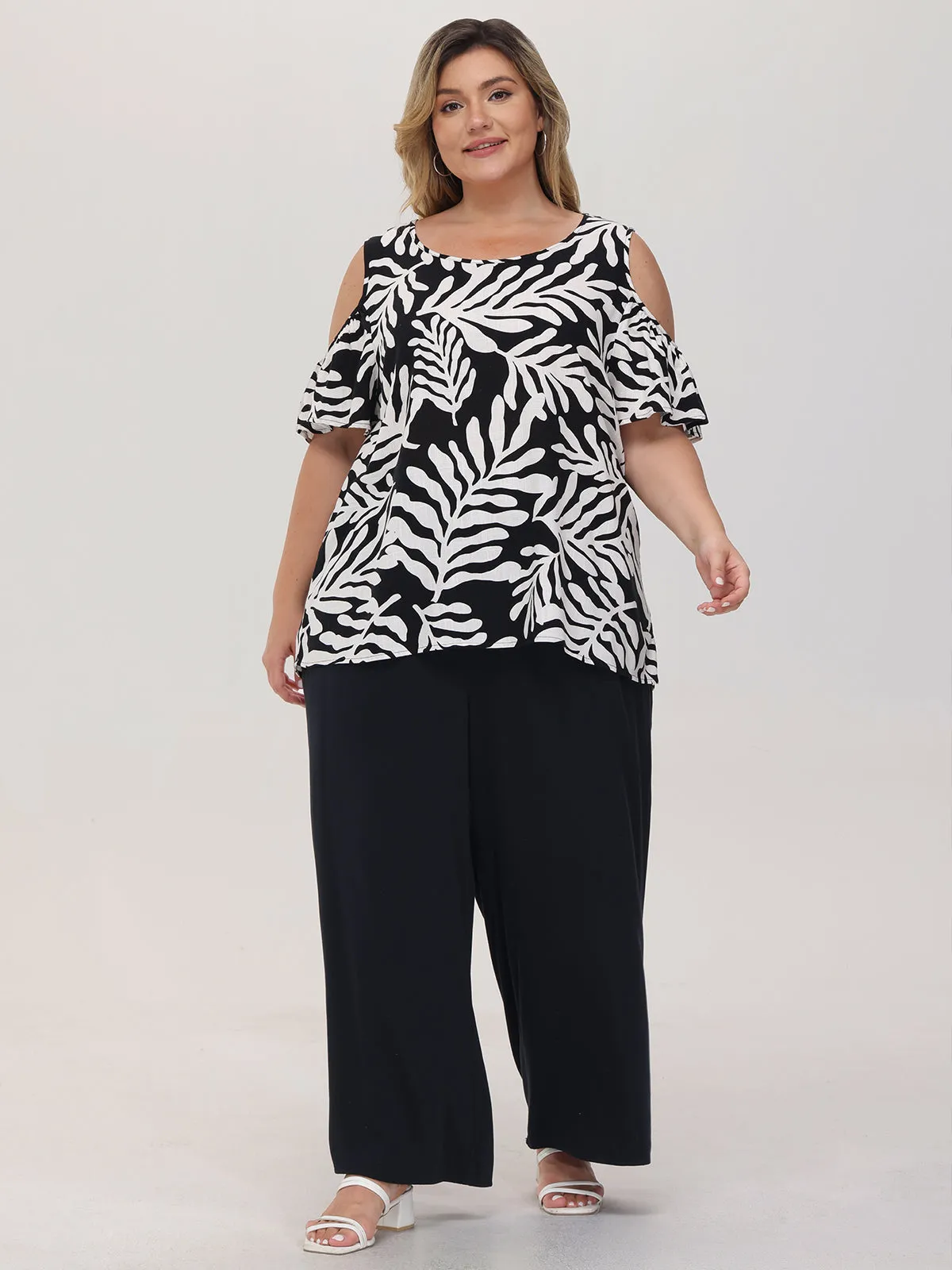 Plus Floral Cold Shoulder Blouse sold by 89th & Madison product image thumbnail 5