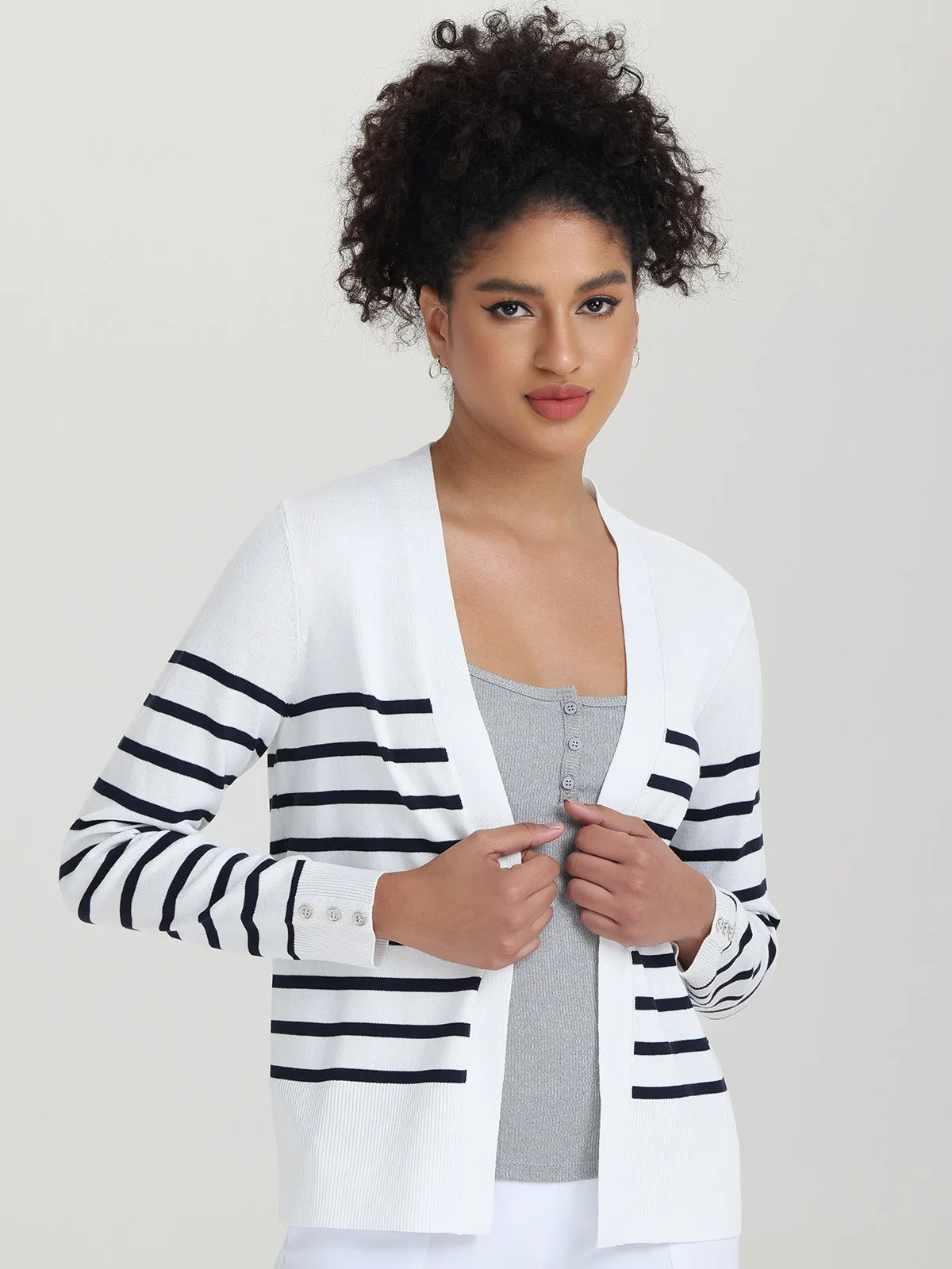 Button Cuff Stripe Cardigan sold by 89th & Madison product image thumbnail 5