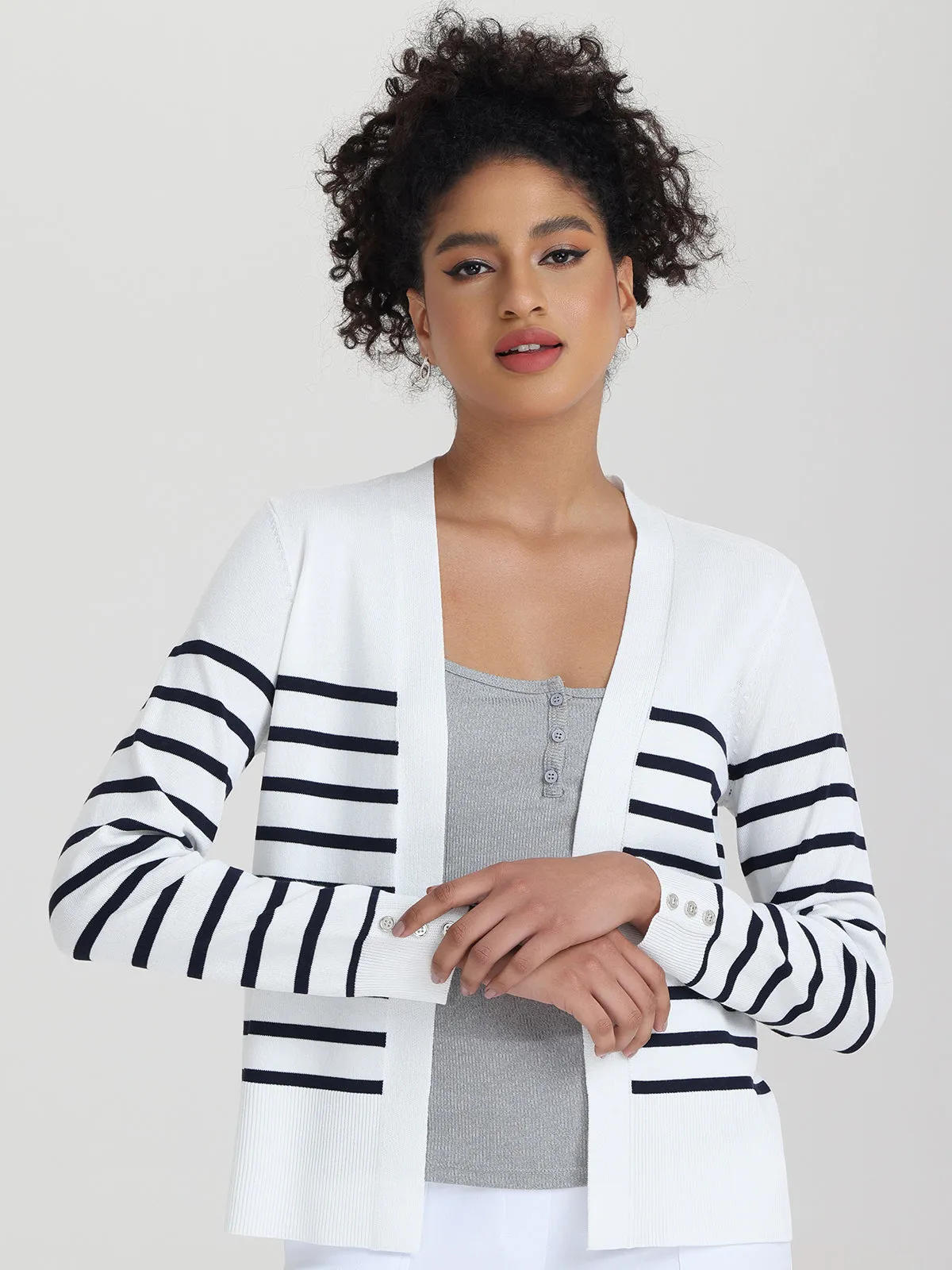 Button Cuff Stripe Cardigan sold by 89th & Madison product image thumbnail 4