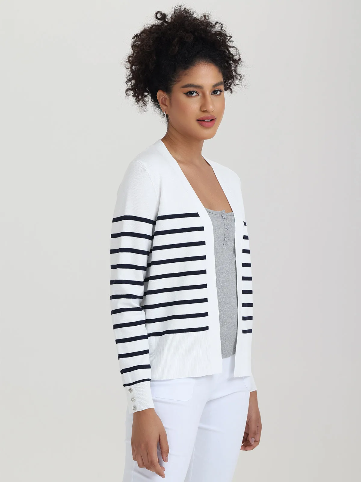 Button Cuff Stripe Cardigan sold by 89th & Madison product image thumbnail 3