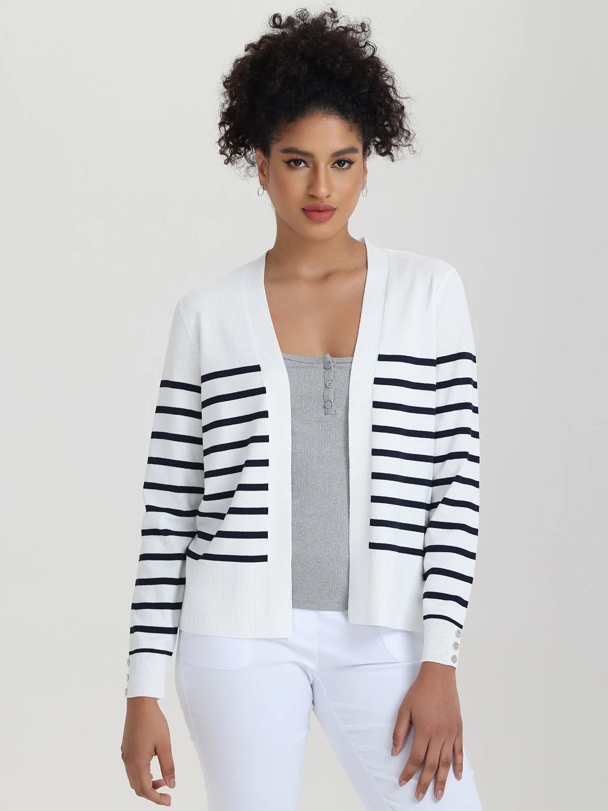 Button Cuff Stripe Cardigan sold by 89th & Madison