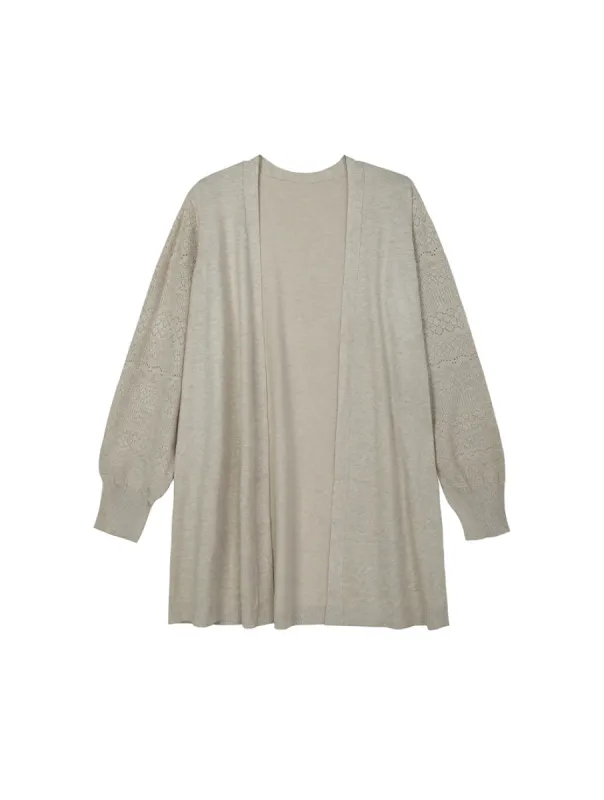 Pointelle Sleeve Open Cardigan sold by 89th & Madison