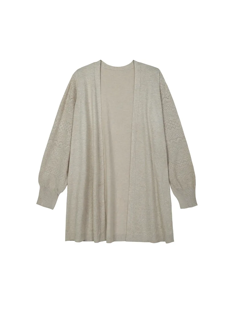 Pointelle Sleeve Open Cardigan sold by 89th & Madison