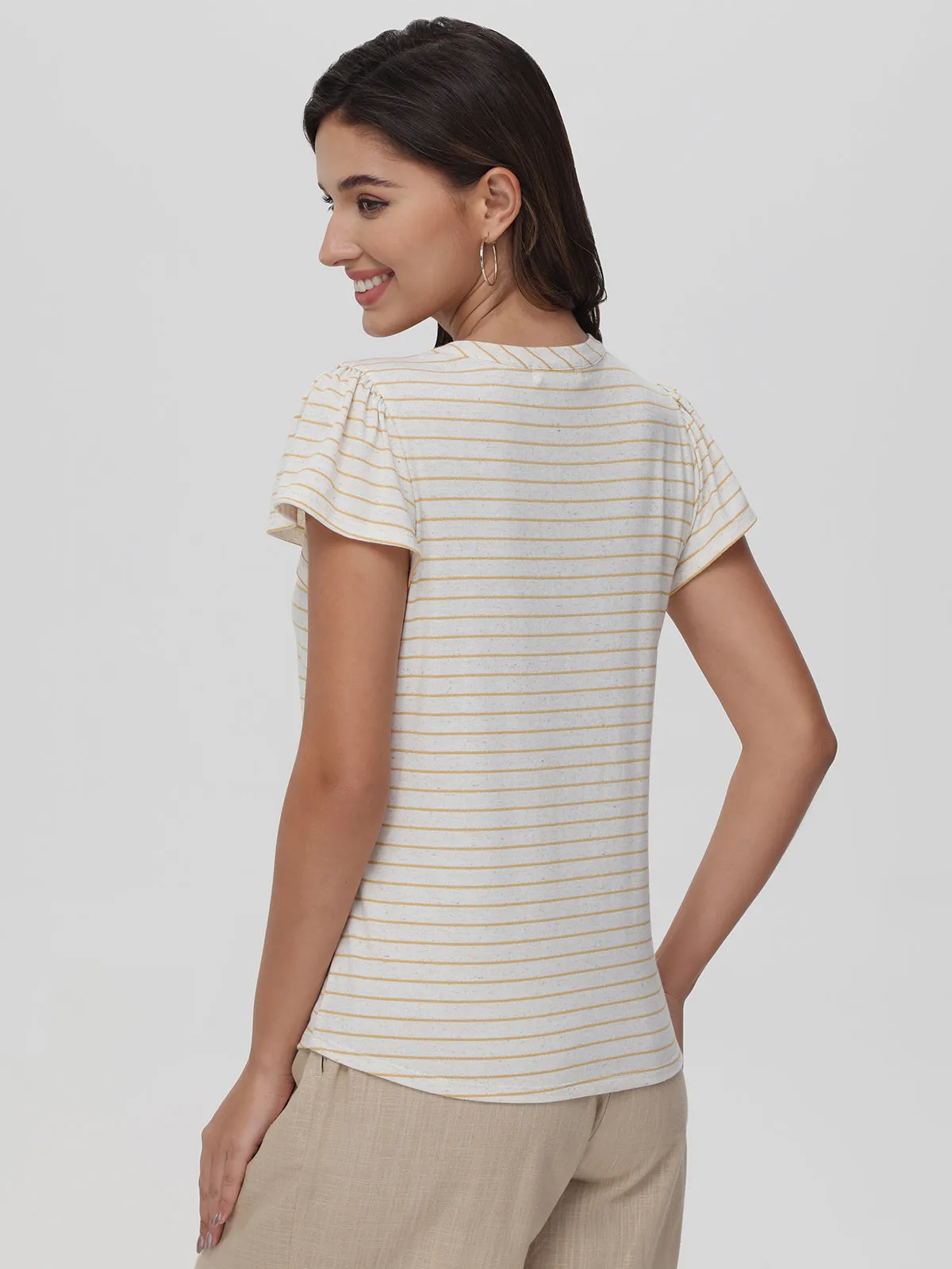 Linen-Blend Striped Henley Tee sold by 89th & Madison product image thumbnail 2