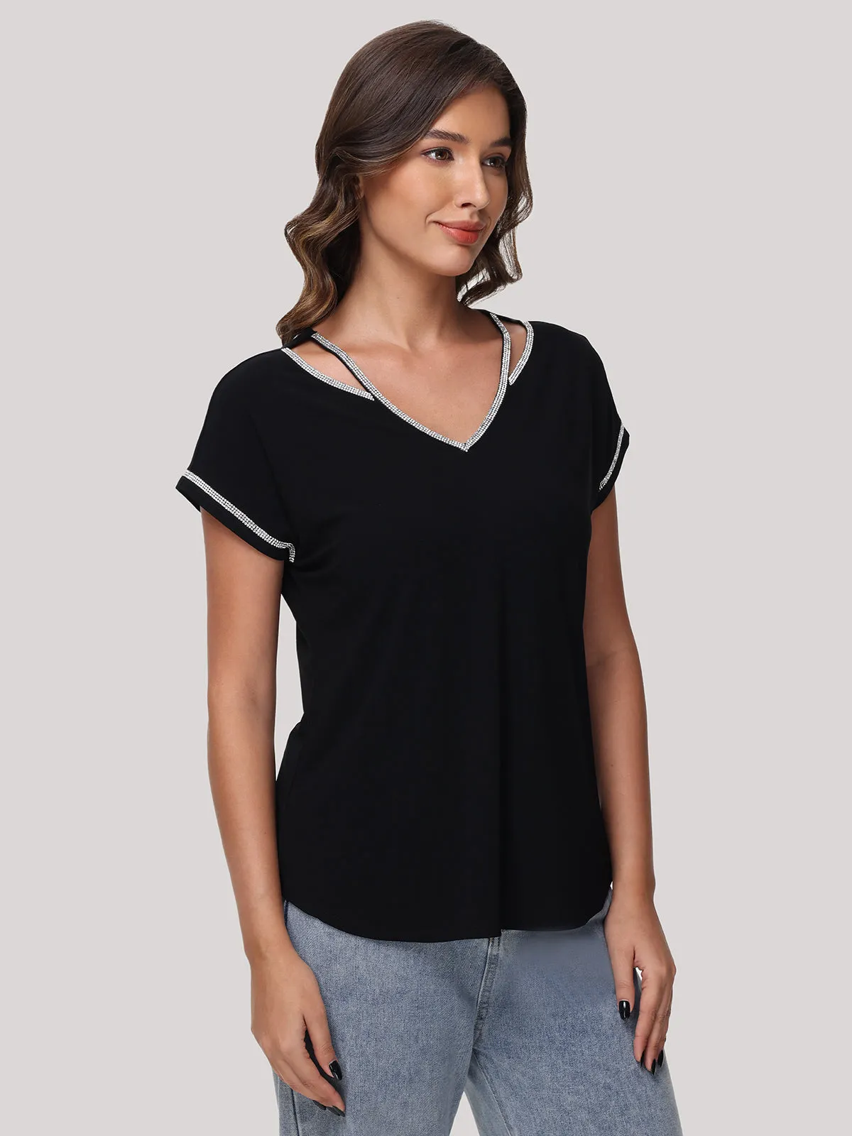 Rhinestone Trim Dolman Cool Top sold by 89th & Madison product image thumbnail 3