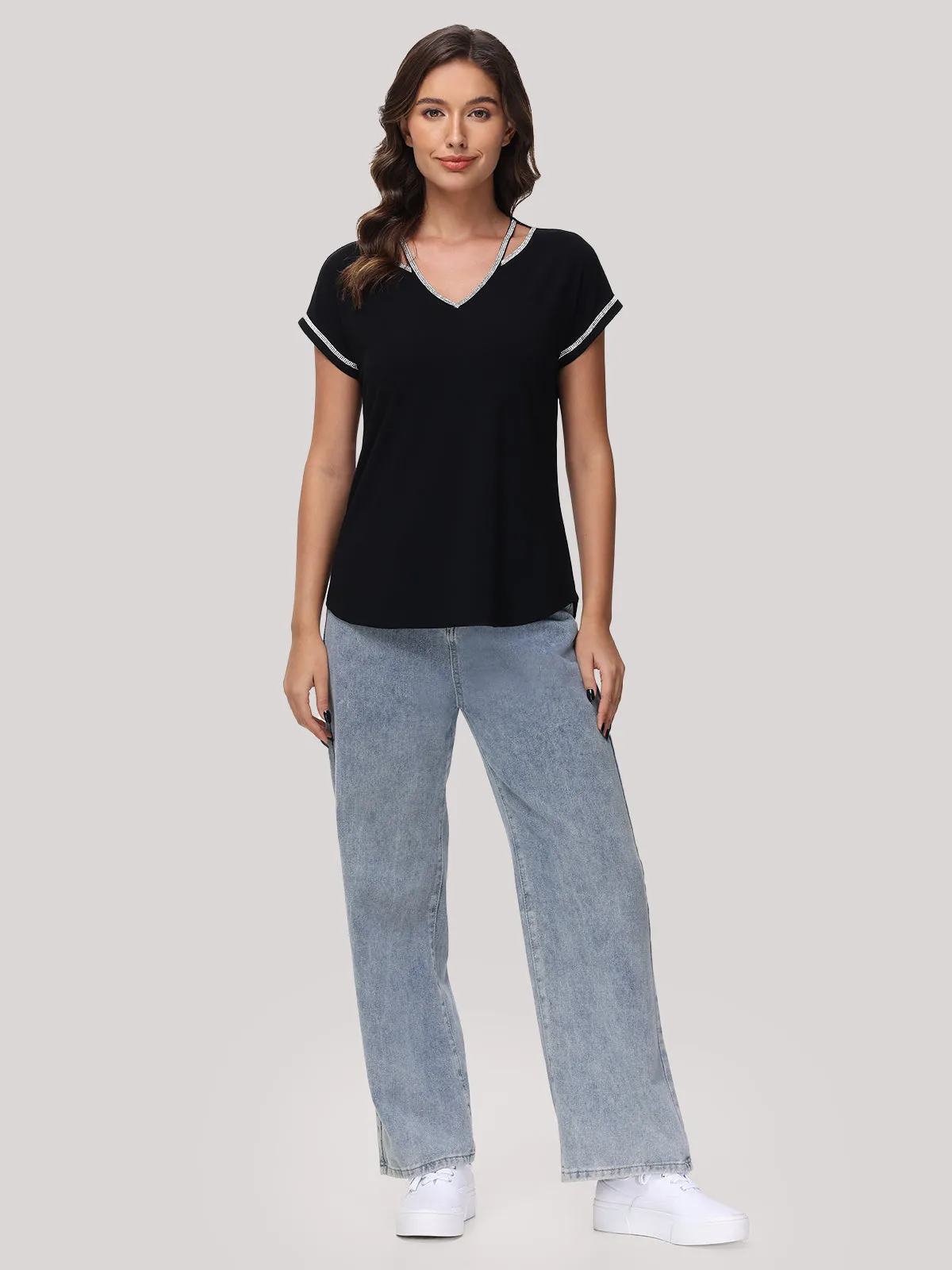 Rhinestone Trim Dolman Cool Top sold by 89th & Madison product image thumbnail 5