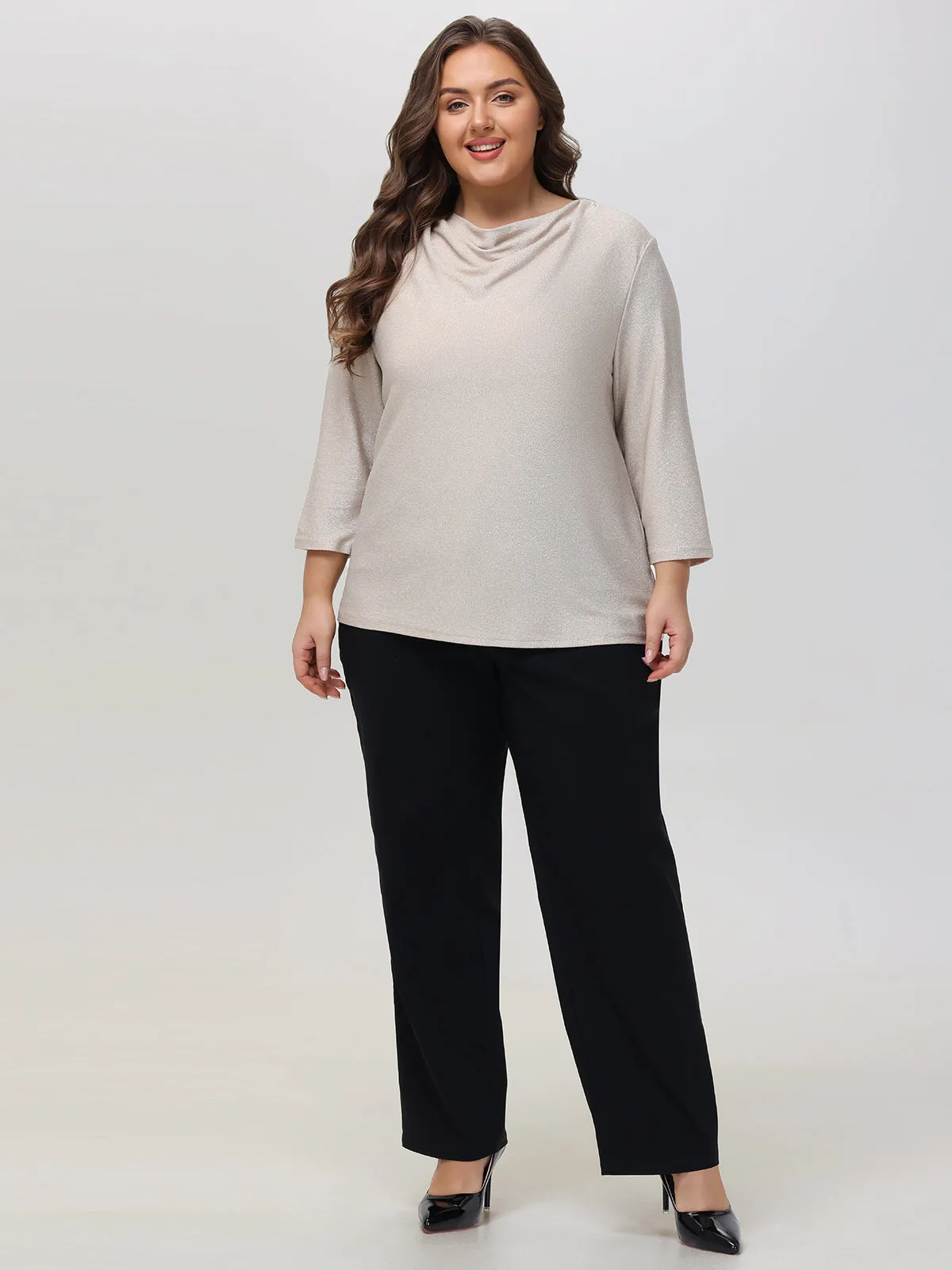 Plus Cowl Neck Lurex Top sold by 89th & Madison product image thumbnail 5