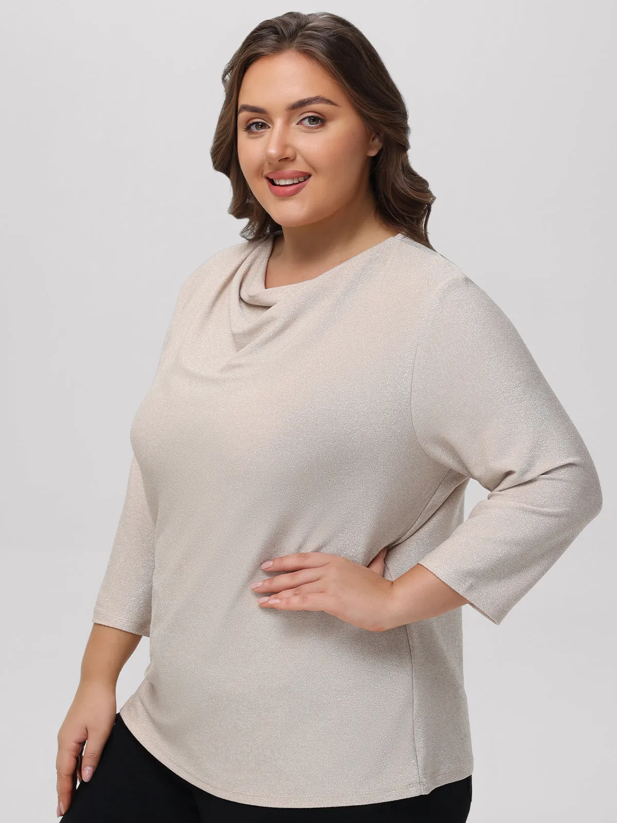 Plus Cowl Neck Lurex Top sold by 89th & Madison product image thumbnail 3