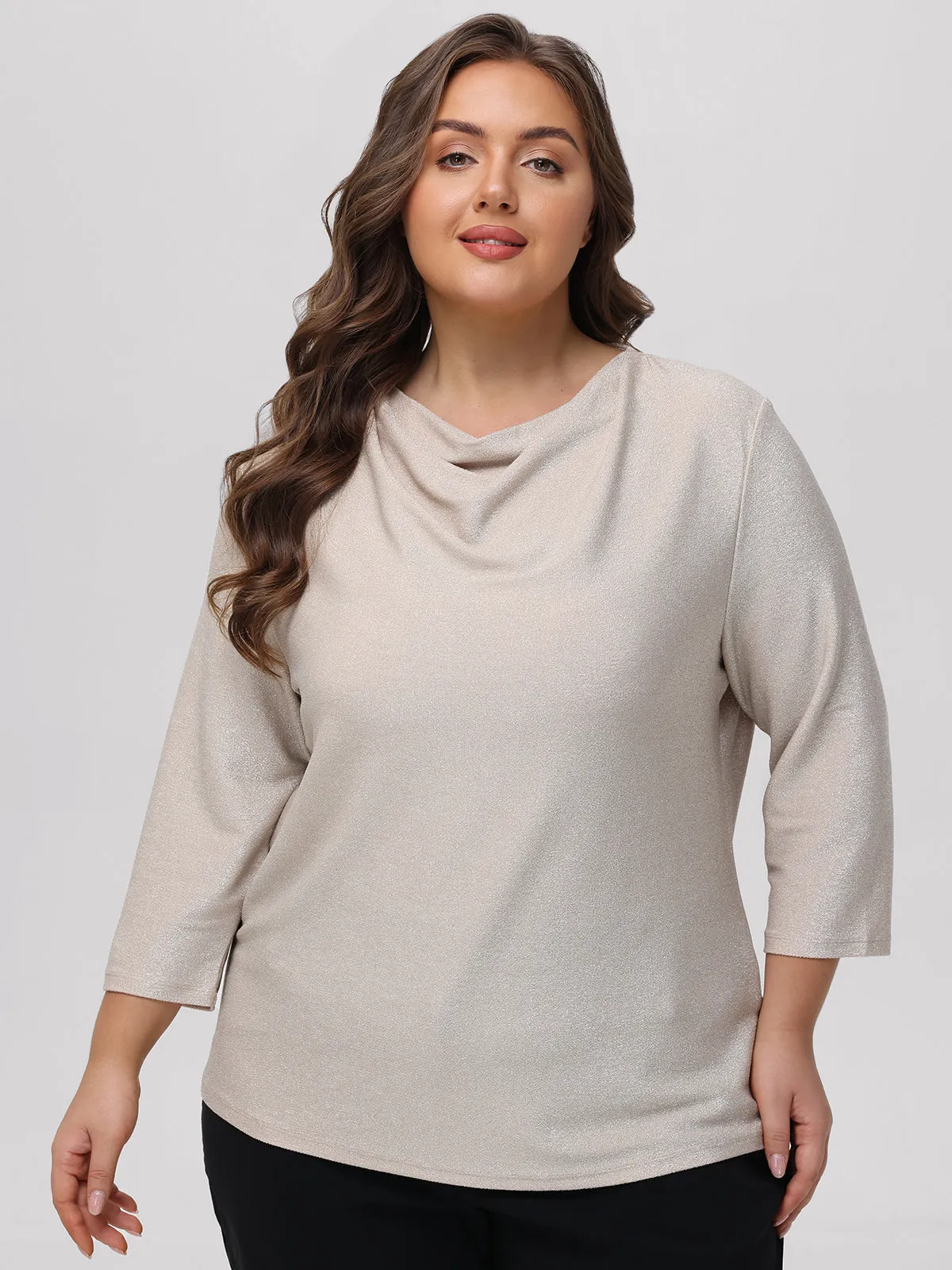 Plus Cowl Neck Lurex Top sold by 89th & Madison
