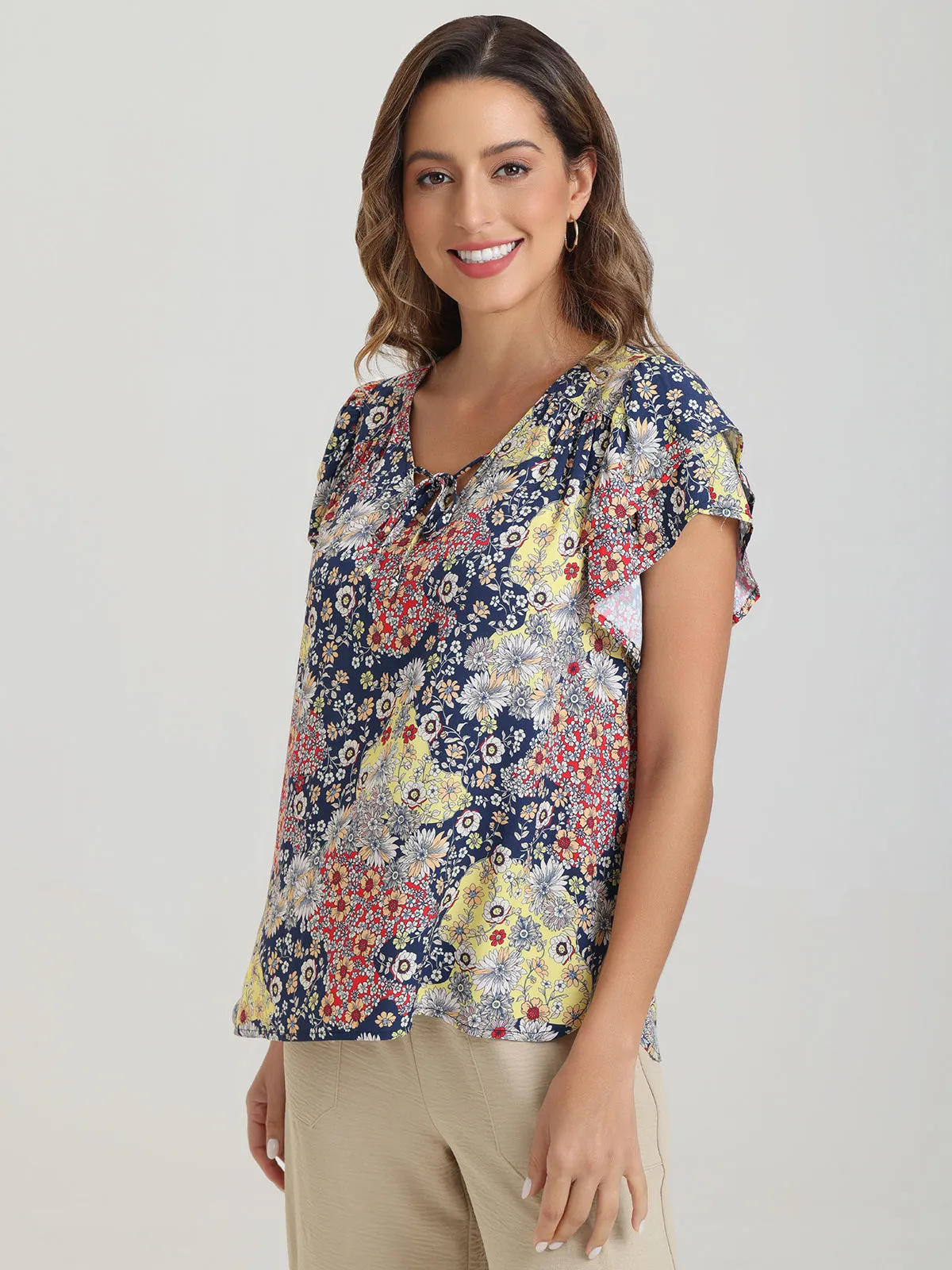 Floral Flutter Sleeve Blouse sold by 89th & Madison product image thumbnail 2