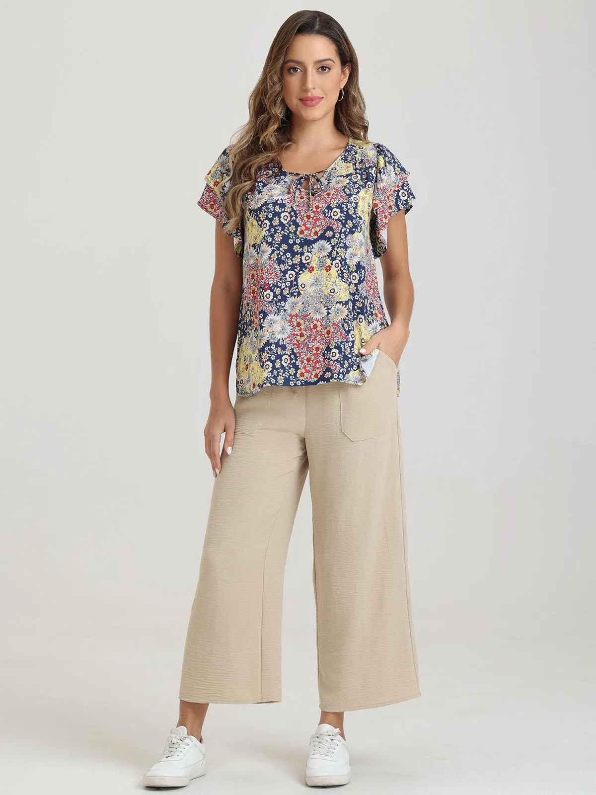 Floral Flutter Sleeve Blouse sold by 89th & Madison product image thumbnail 5
