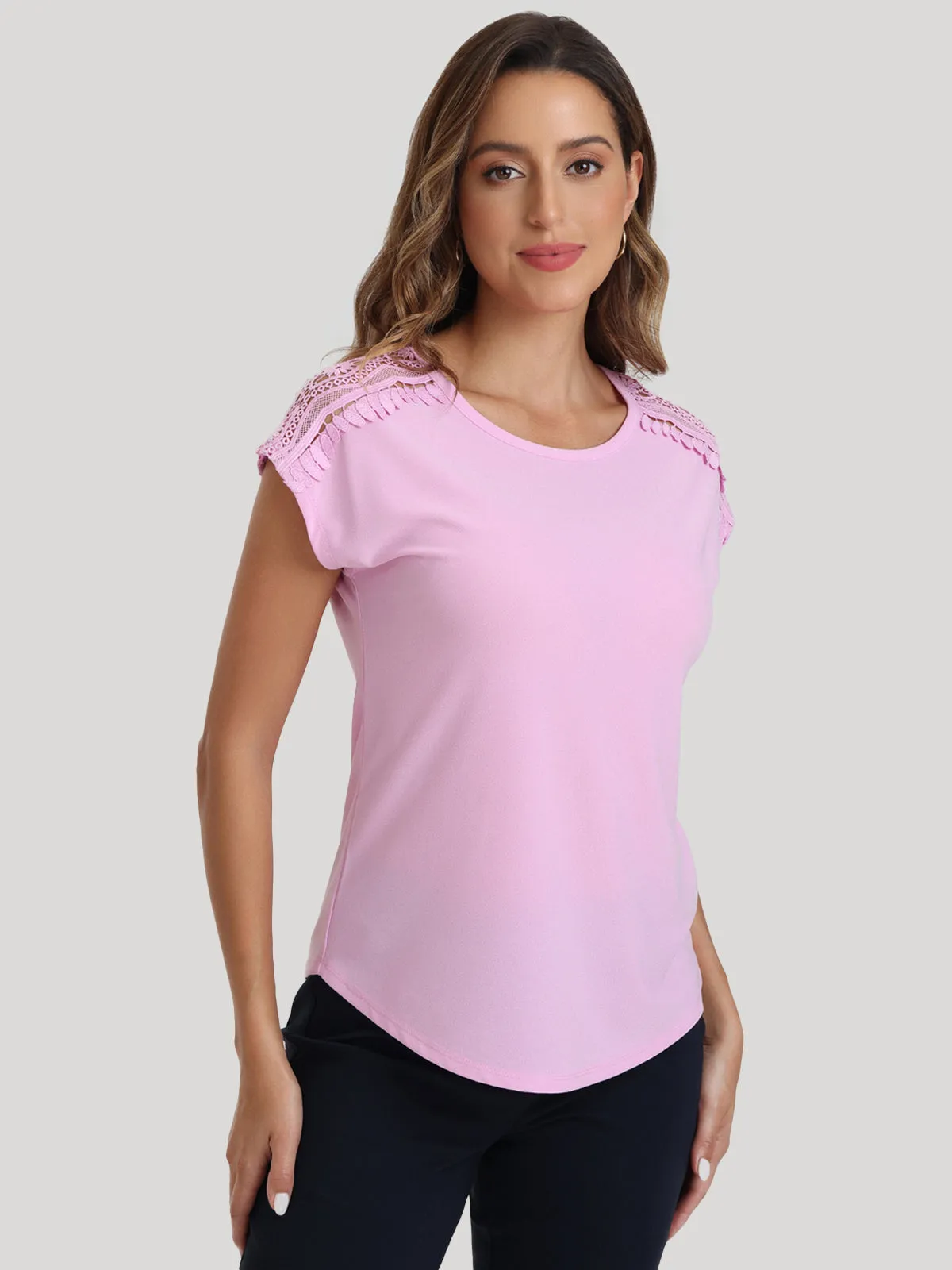 Dolman Lace Trim Sleeve Cool Top sold by 89th & Madison product image thumbnail 2