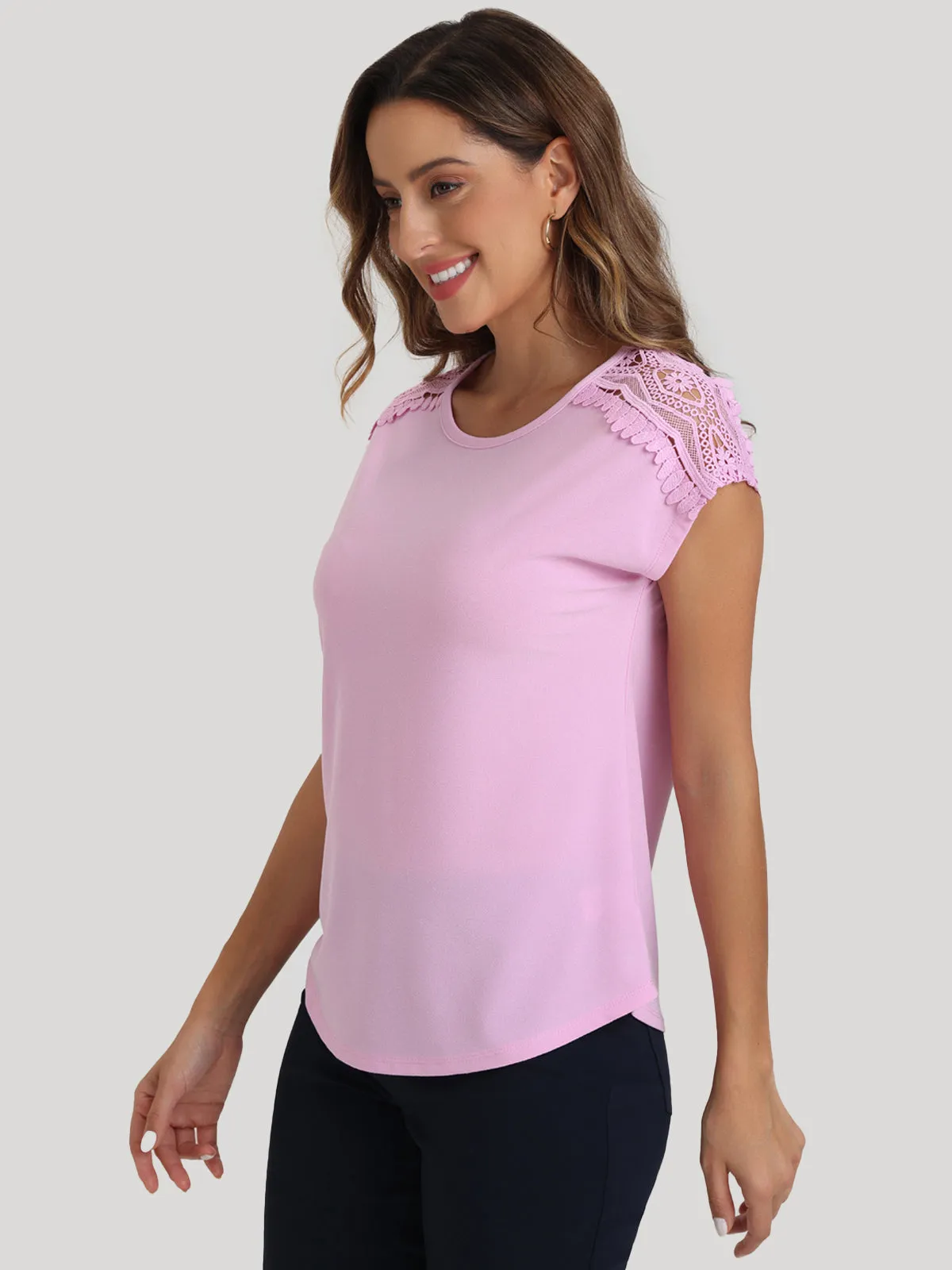 Dolman Lace Trim Sleeve Cool Top sold by 89th & Madison product image thumbnail 4