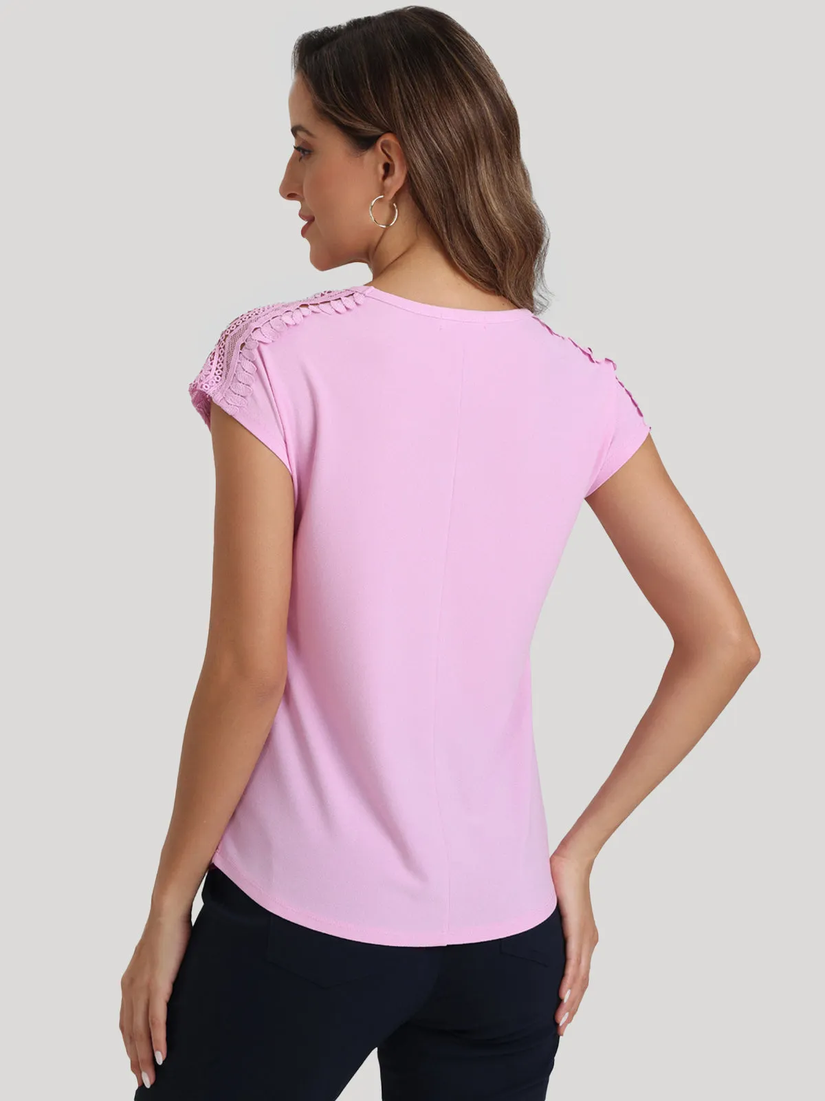 Dolman Lace Trim Sleeve Cool Top sold by 89th & Madison product image thumbnail 3