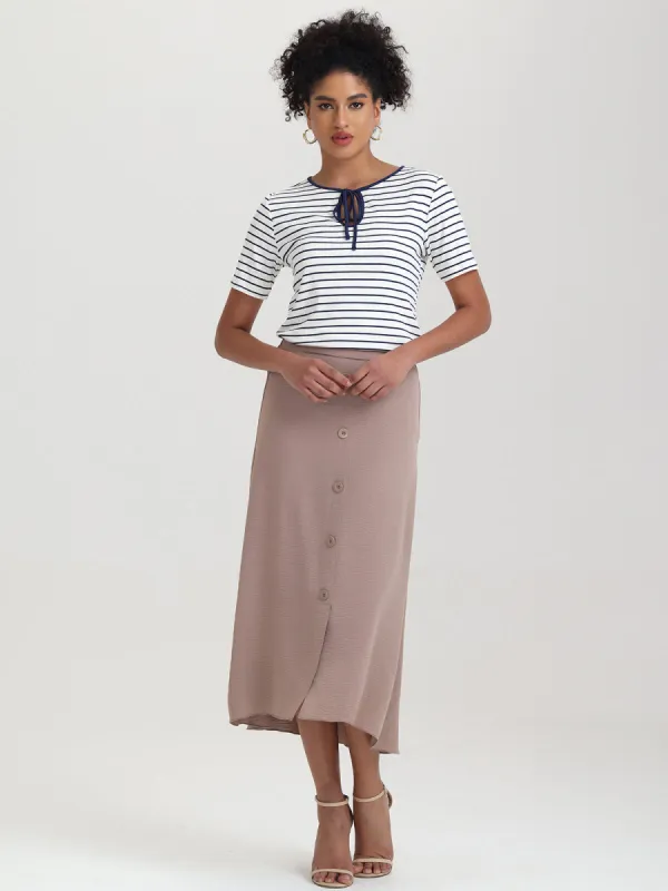 Button Front Maxi Skirt sold by 89th & Madison