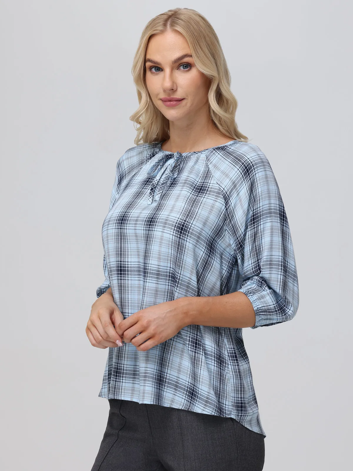 Plaid Tie-Neck Blouse sold by 89th & Madison product image thumbnail 3