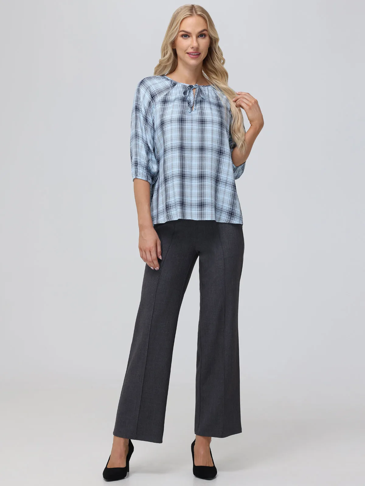 Plaid Tie-Neck Blouse sold by 89th & Madison product image thumbnail 5