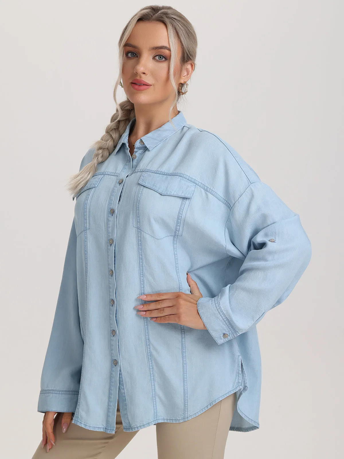 Button Down Denim Shirt sold by 89th & Madison product image thumbnail 2