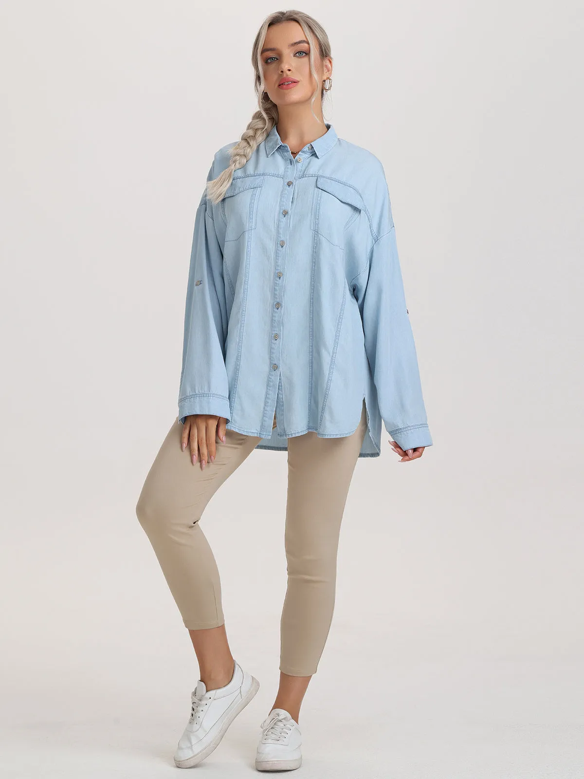Button Down Denim Shirt sold by 89th & Madison product image thumbnail 5