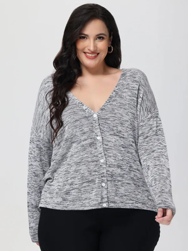 Plus Button Down Drop Shoulder Cardigan sold by 89th & Madison