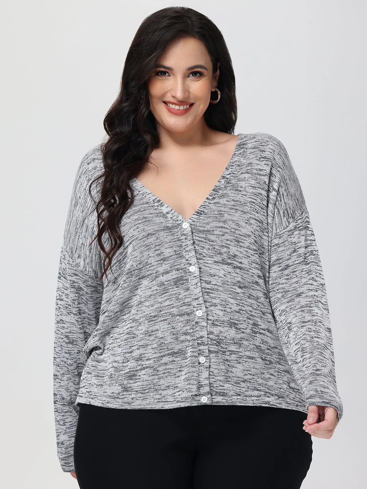 Plus Button Down Drop Shoulder Cardigan sold by 89th & Madison