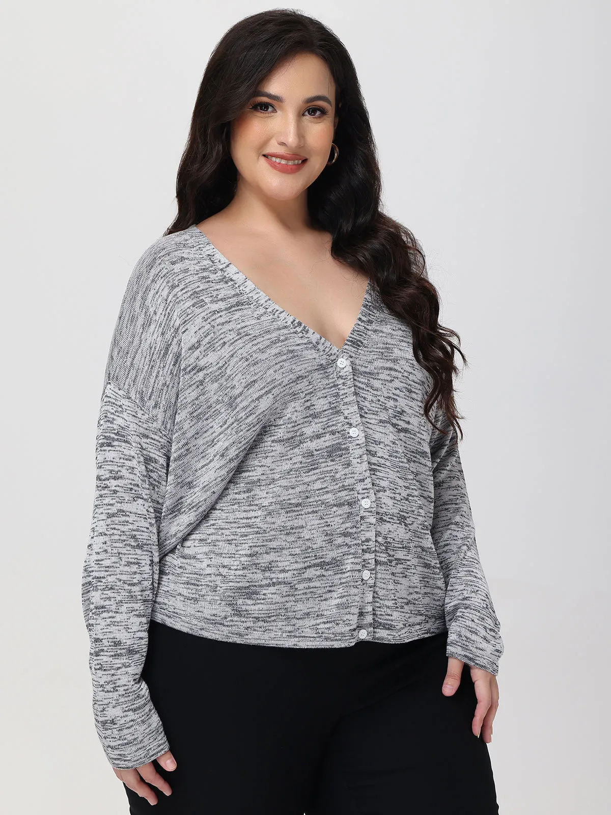 Plus Button Down Drop Shoulder Cardigan sold by 89th & Madison product image thumbnail 3