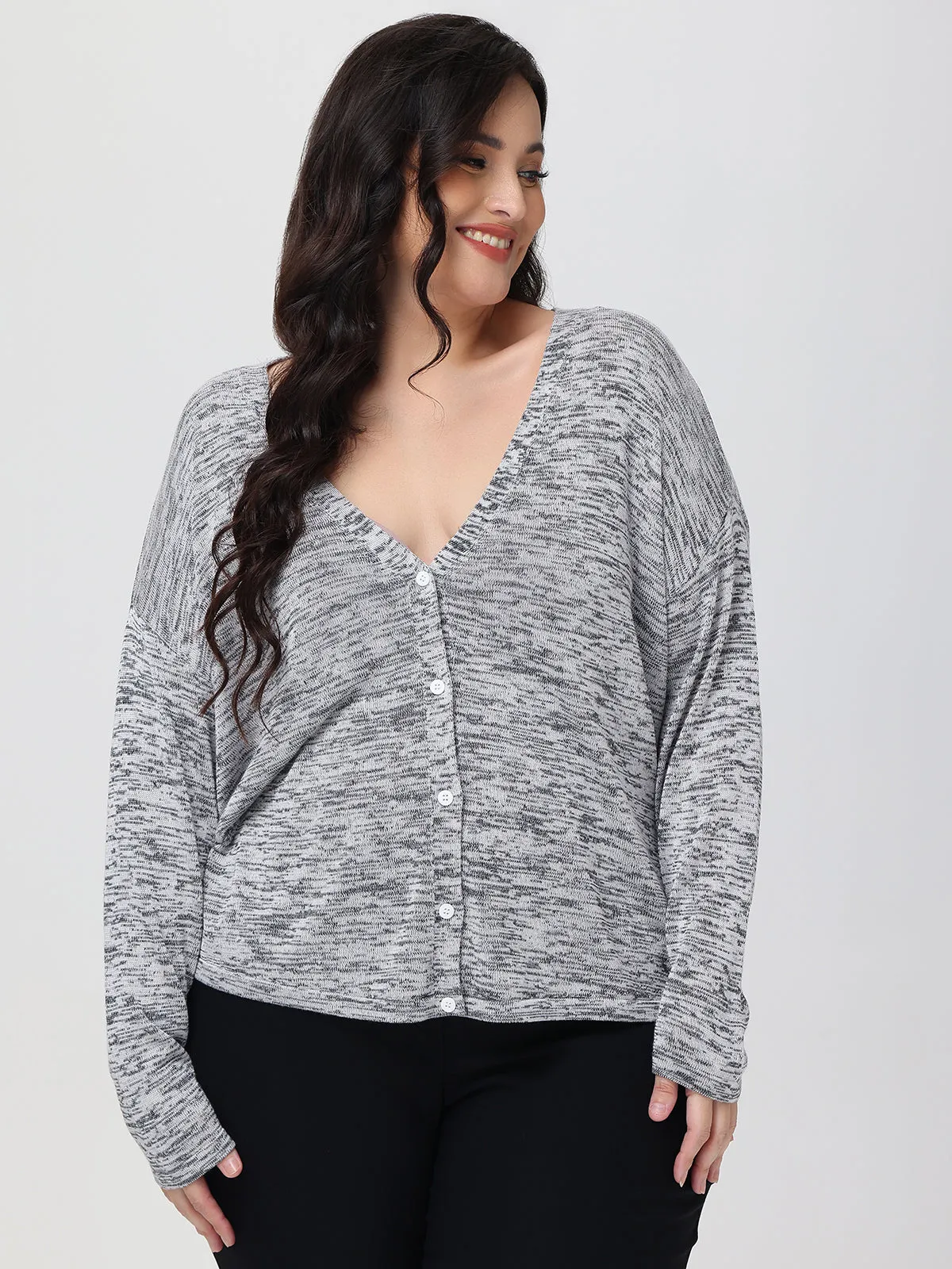 Plus Button Down Drop Shoulder Cardigan sold by 89th & Madison product image thumbnail 4