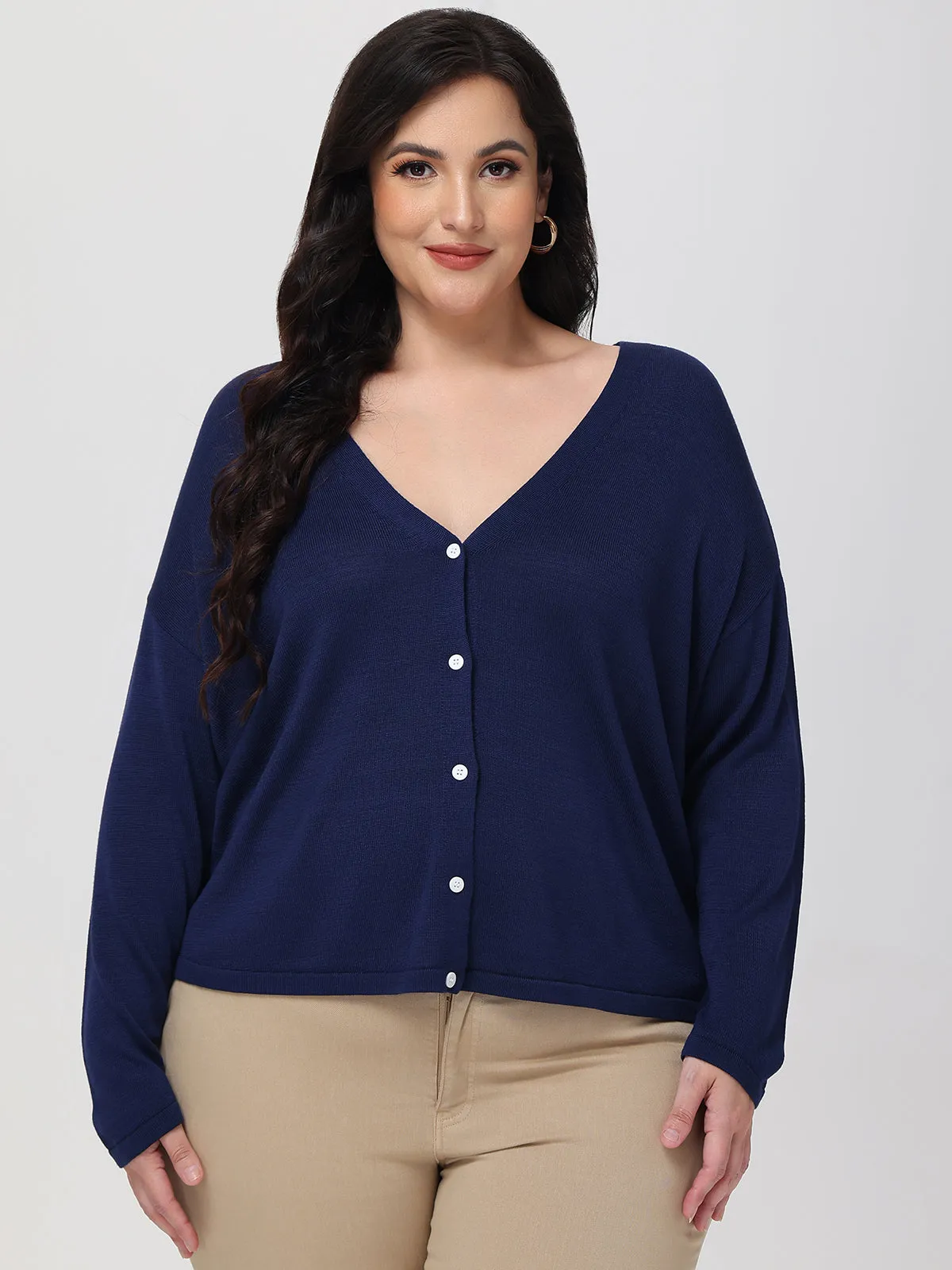 Plus Button Down Drop Shoulder Cardigan sold by 89th & Madison product image thumbnail 5