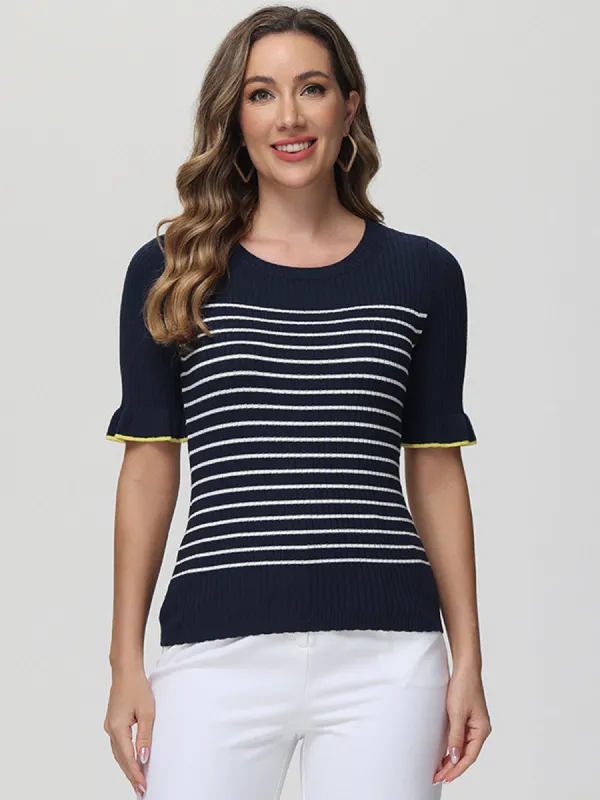Stripe Ruffle Cuff Sweater sold by 89th & Madison