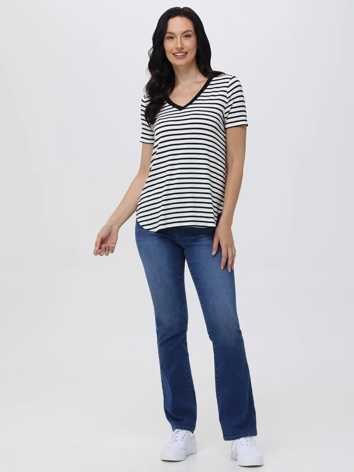 Stripe V-Neck Tee sold by 89th & Madison product image thumbnail 5
