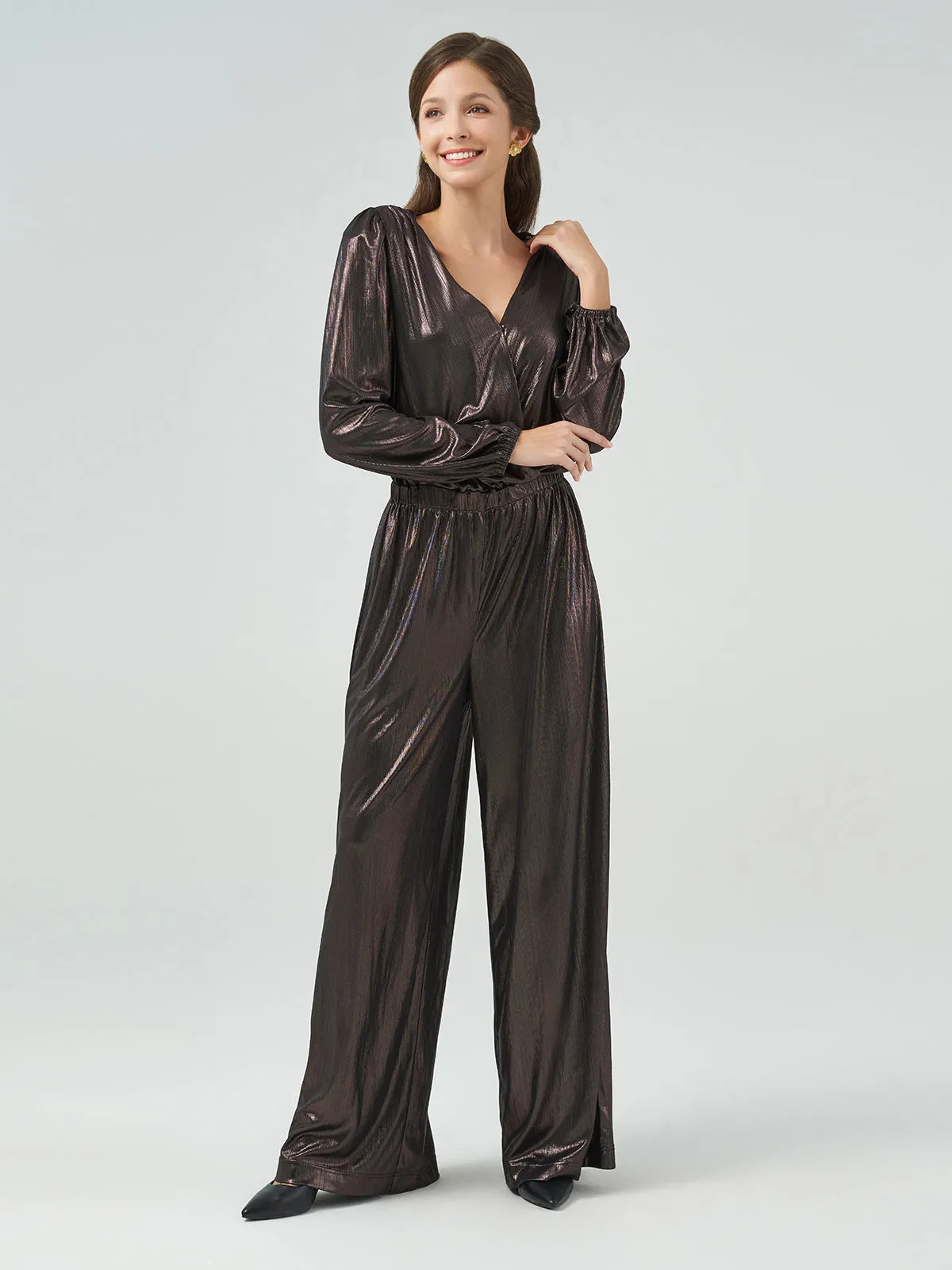 Metallic Wide Leg Jumpsuit sold by 89th & Madison