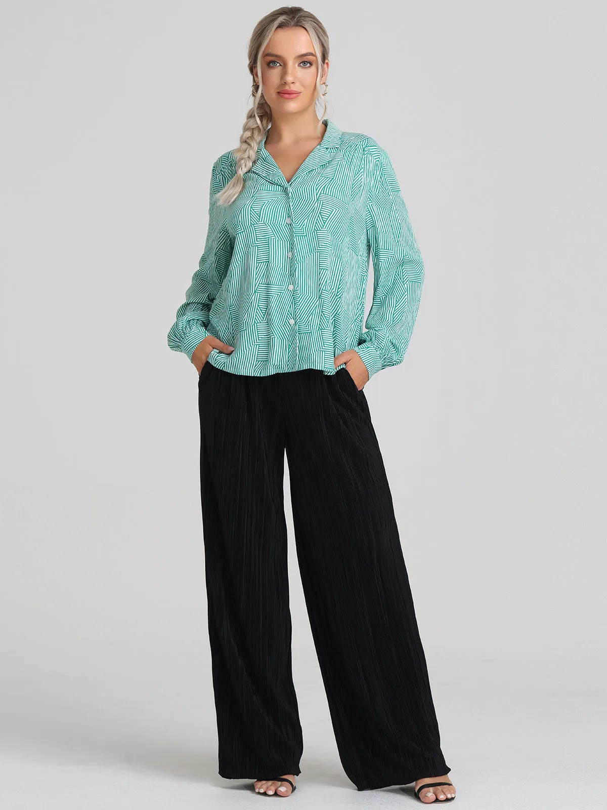 Stripe Print Button Up Shirt sold by 89th & Madison product image thumbnail 5