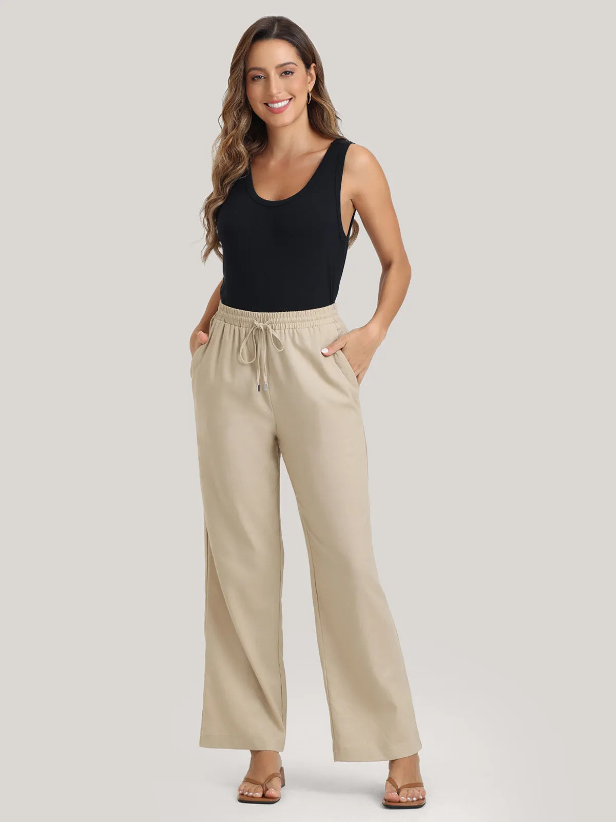 Linen-Blend Wide Leg Pants sold by 89th & Madison