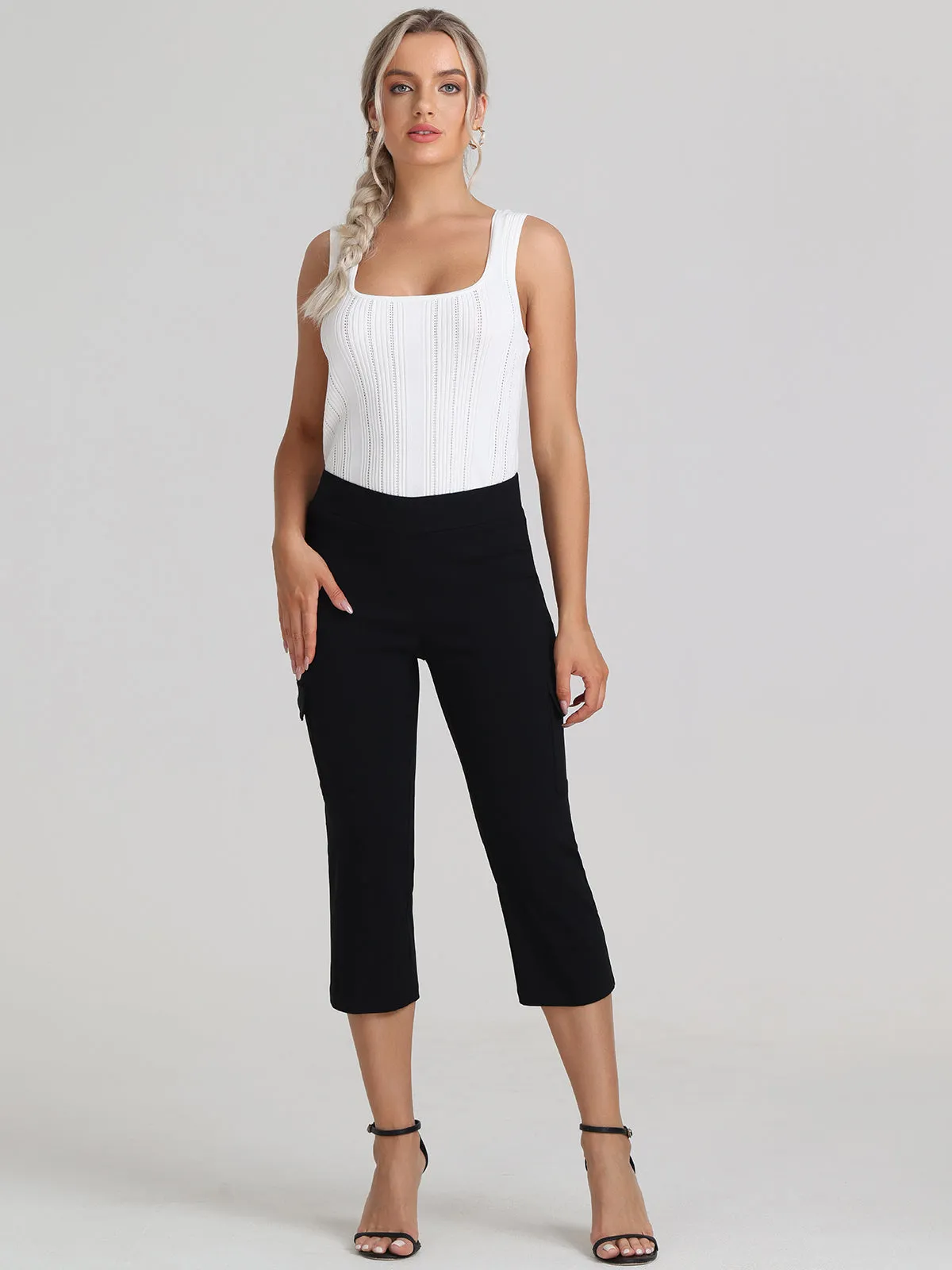 Mid-Rise Stretch Capri Pants sold by 89th & Madison