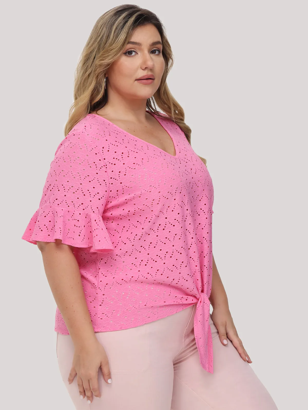 Plus Pointelle Tie Front Top sold by 89th & Madison product image thumbnail 3