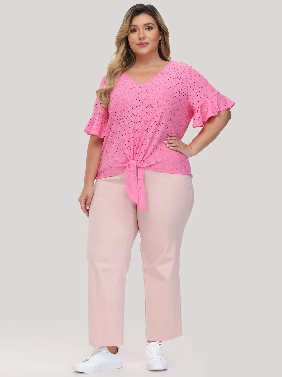 Plus Pointelle Tie Front Top sold by 89th & Madison product image thumbnail 5