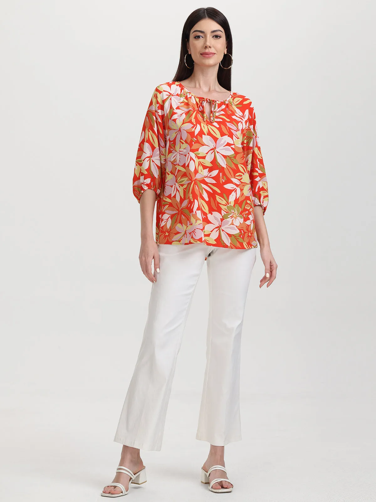 Floral Tie Neck Blouse sold by 89th & Madison product image thumbnail 5