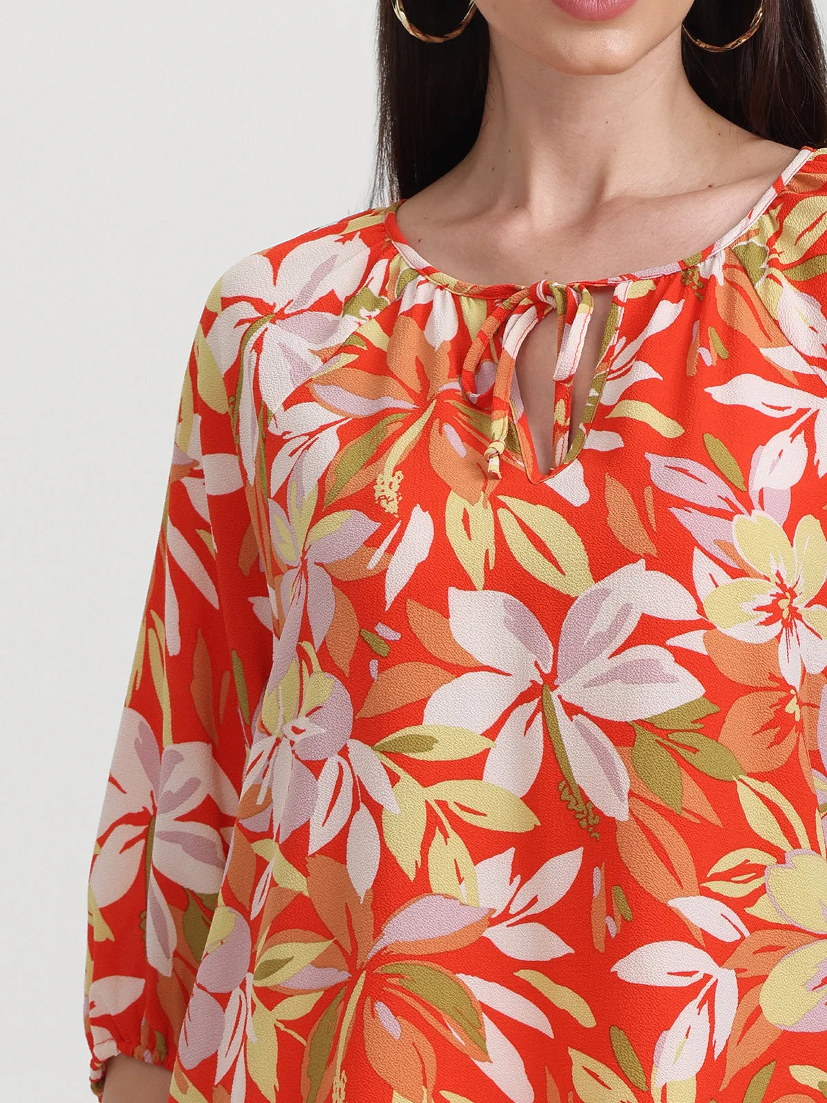 Floral Tie Neck Blouse sold by 89th & Madison product image thumbnail 4