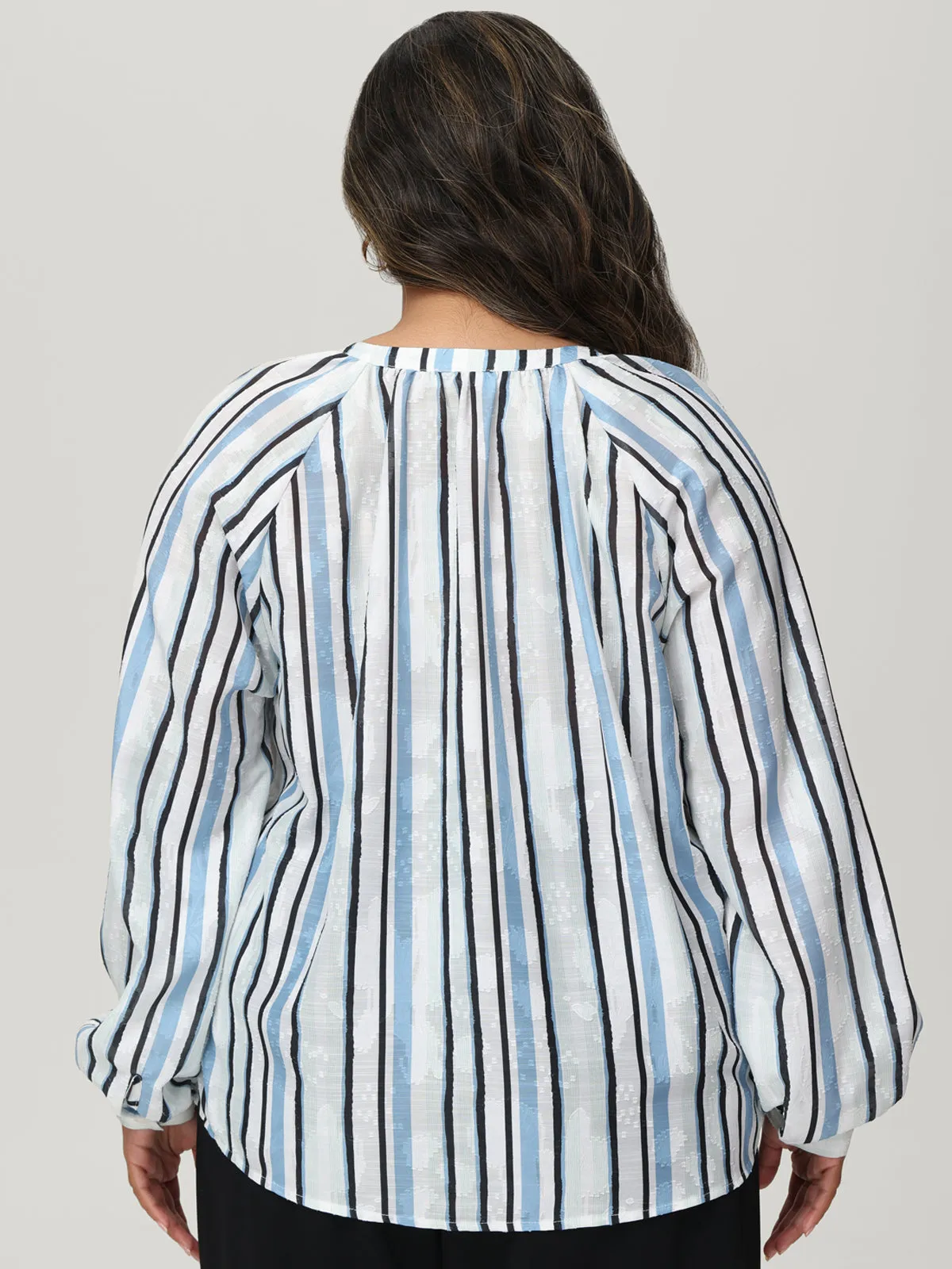 Plus Stripe Notch Neck Blouse sold by 89th & Madison product image thumbnail 3