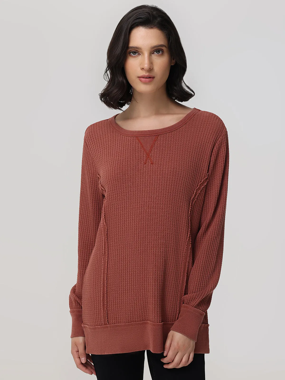 Waffle Long Sleeve Pullover sold by 89th & Madison
