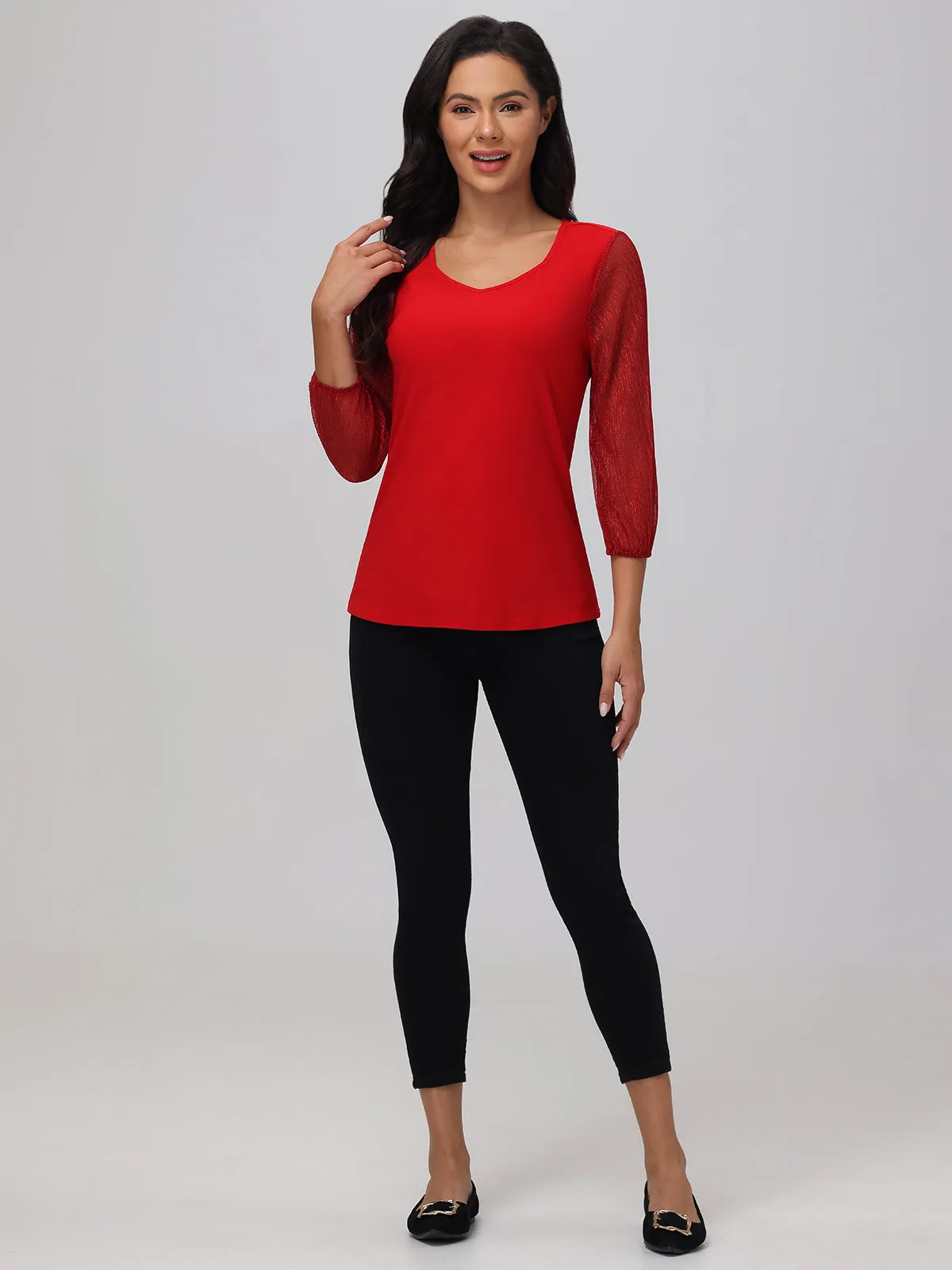 Sweetheart Neck Ruched Sleeve Top sold by 89th & Madison product image thumbnail 5